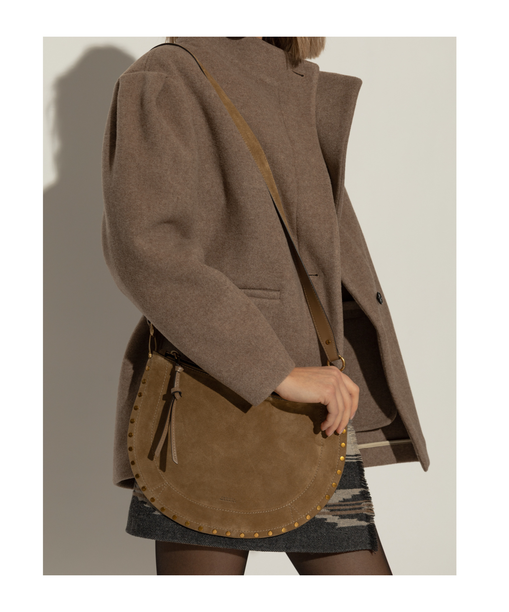 Isabel Marant Braided-trim Suede Shoulder Bag In Brown
