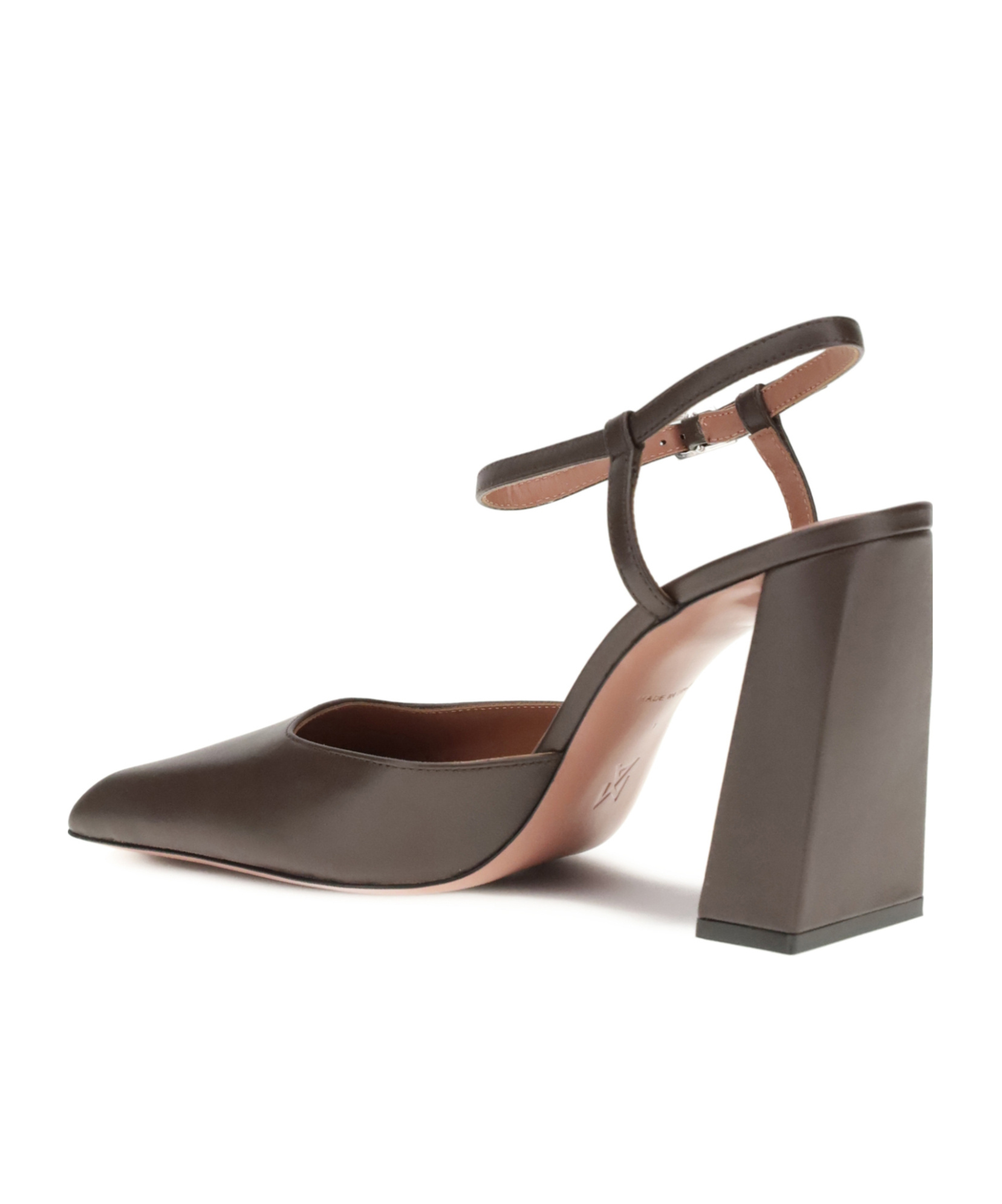 Amina Muaddi Block Heel Strap Pumps In Brown