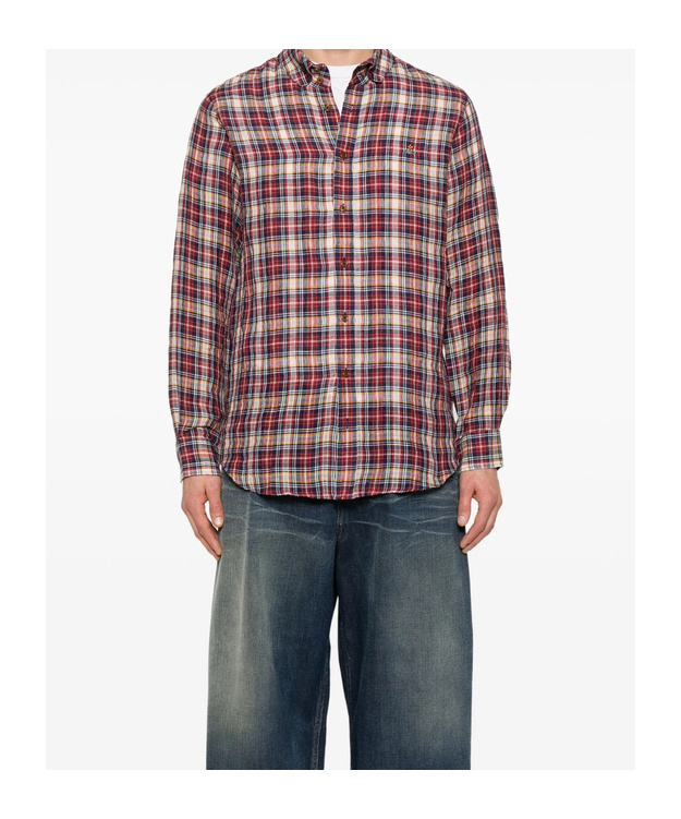 Vivienne Westwood Two Button Krall Shirt Linen Check Shirting 56 Men In Multicolor