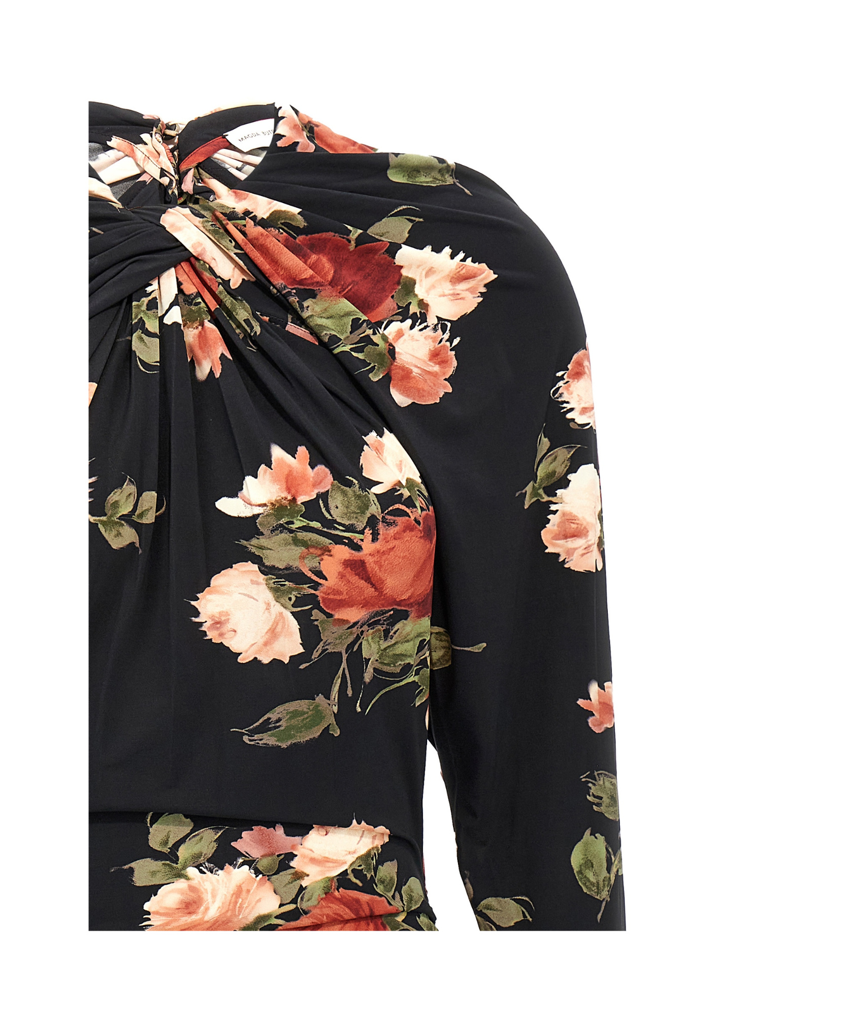 Magda Butrym '24' Draped Floral Mini Dress In Black
