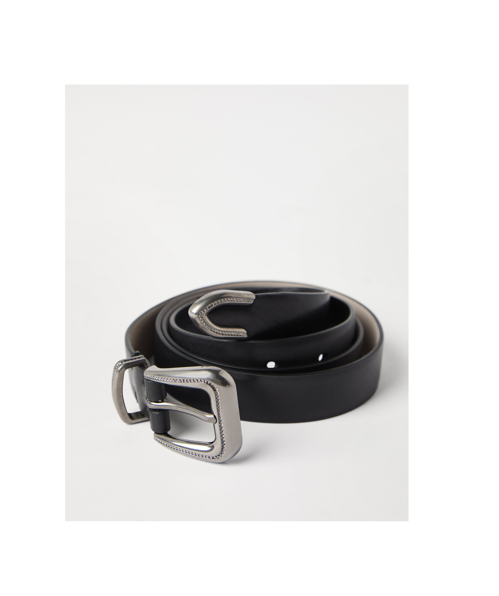 Brunello Cucinelli Vachetta Belt With Monili In Black