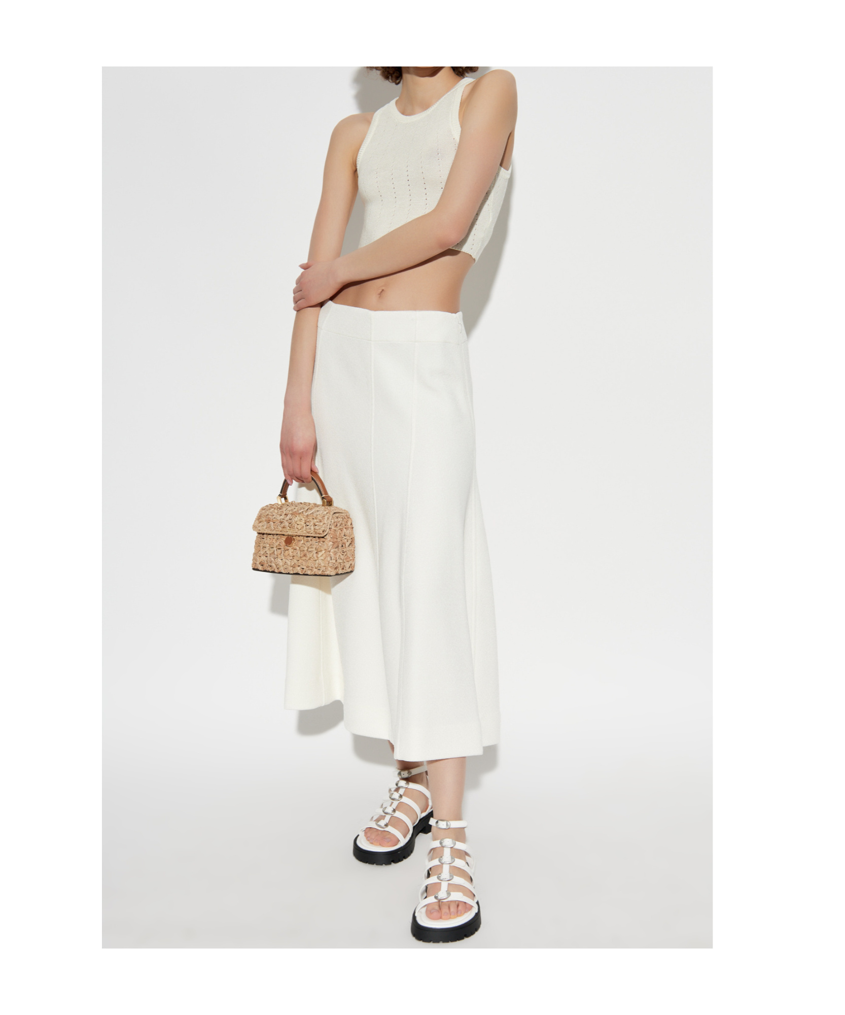 Etro Ivory Knitted Crop Top With Openwork Pattern In White