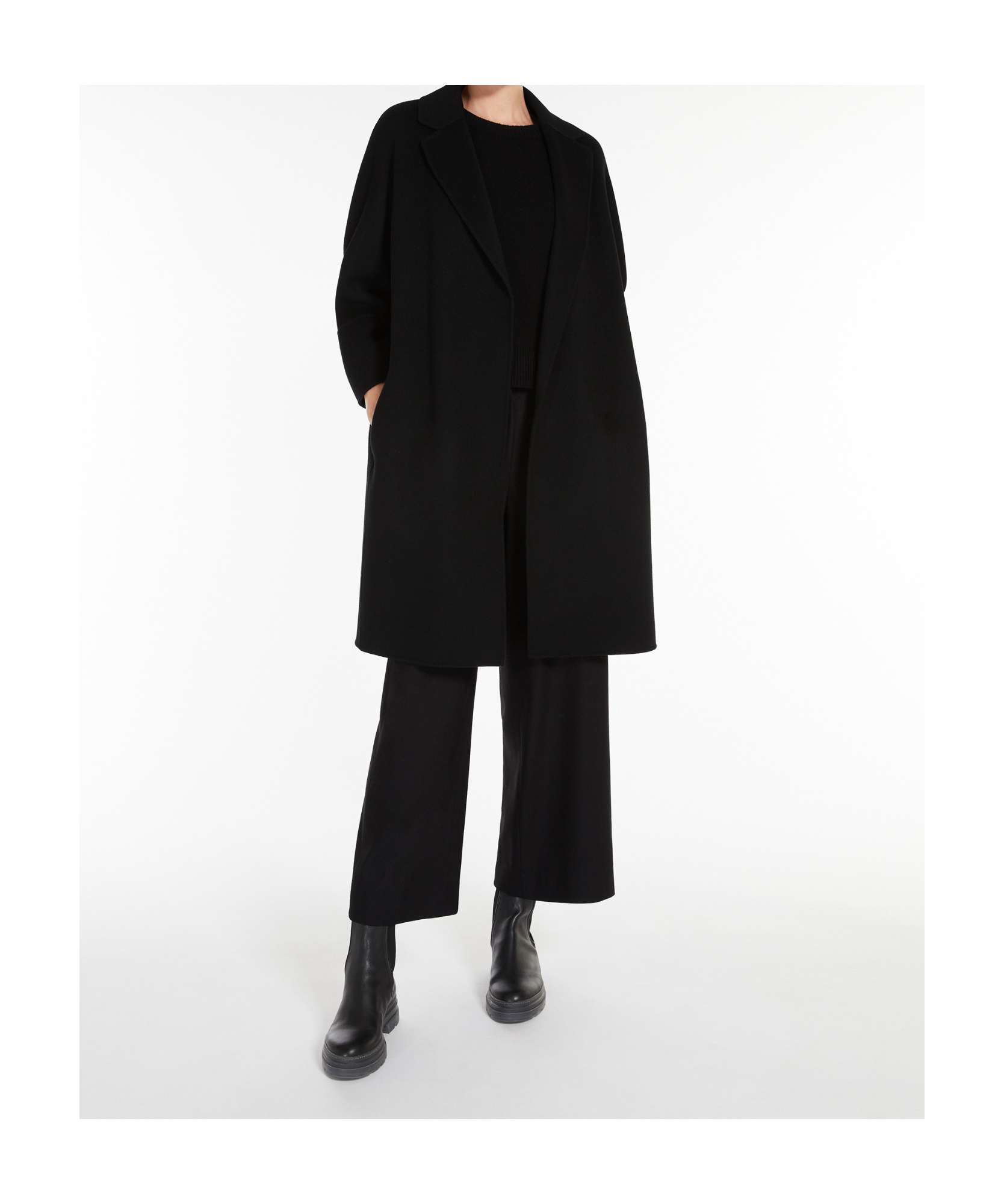 Max Mara Black Arona Double-faced Short Wool Coat In Green