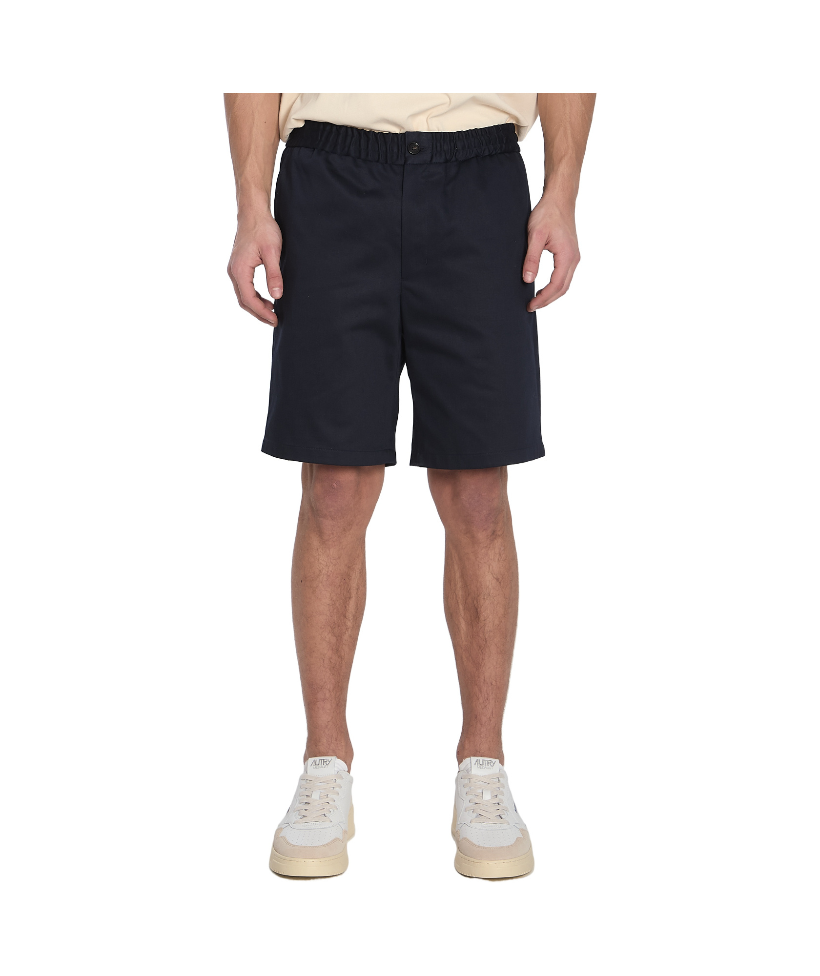 Shop Ami Alexandre Mattiussi Ami Paris Elastic Waist Bermuda Shorts In Black