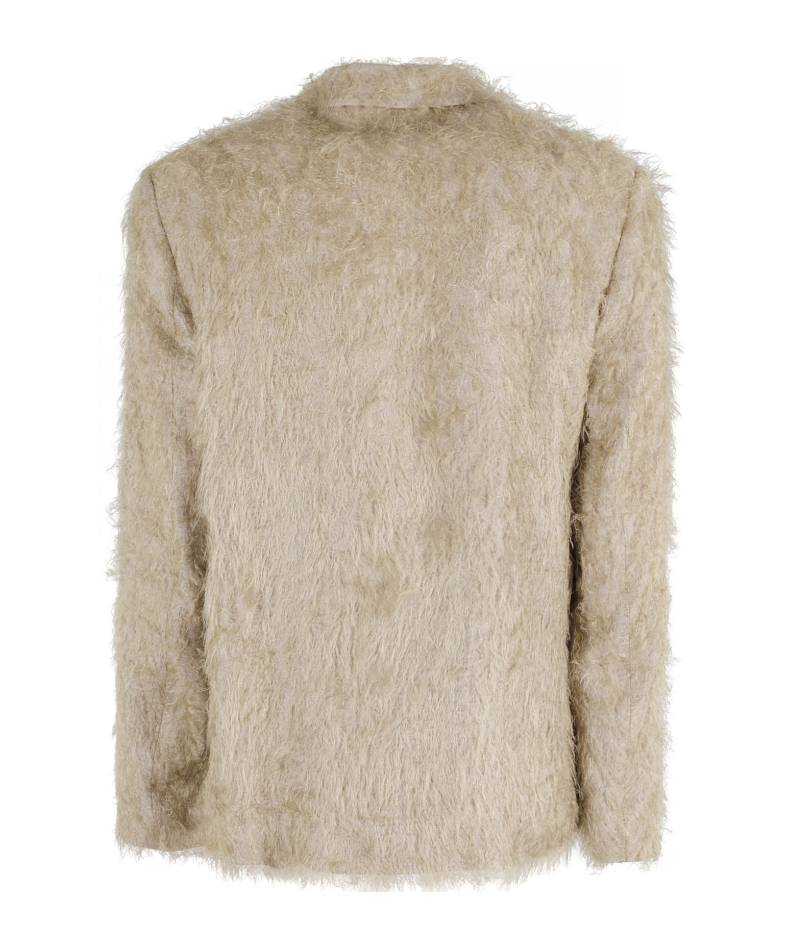 Alysi Fringe Textured Single-breasted Blazer In Neutral