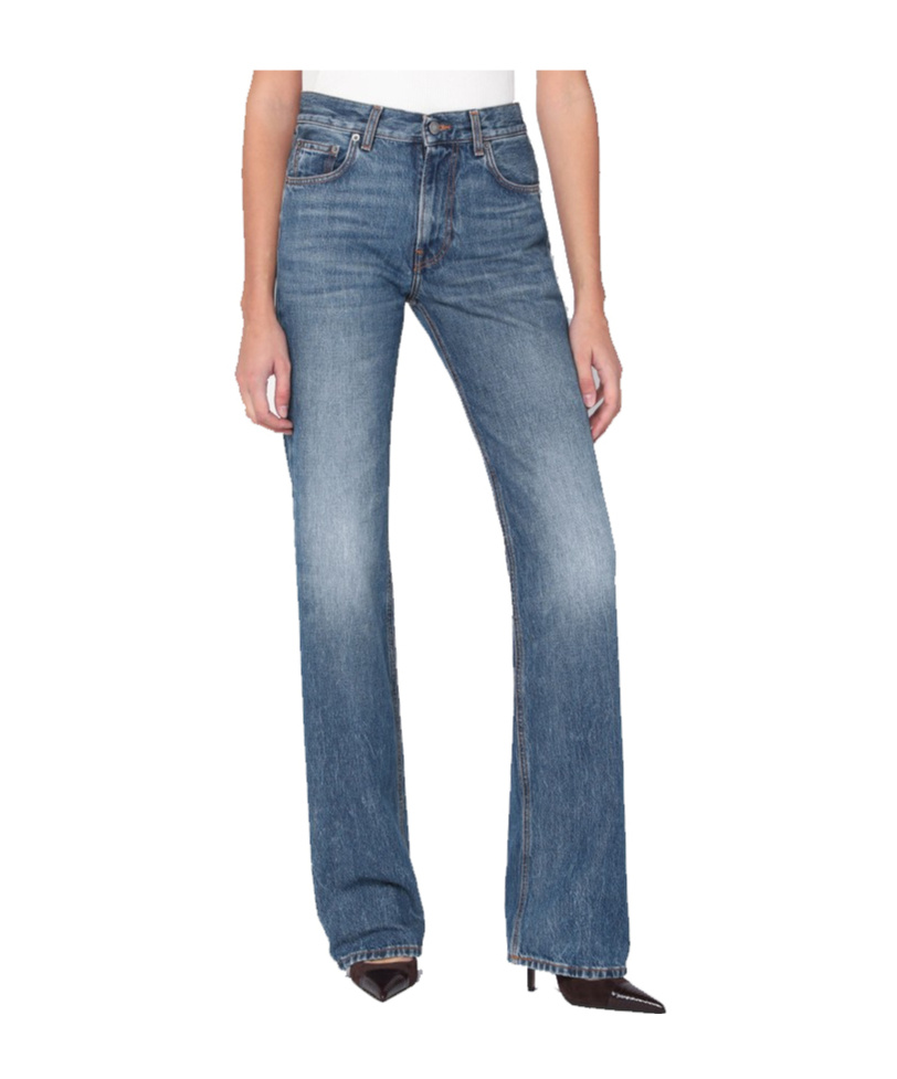 Haikure Star Design Jeans Faded Wash In Blue