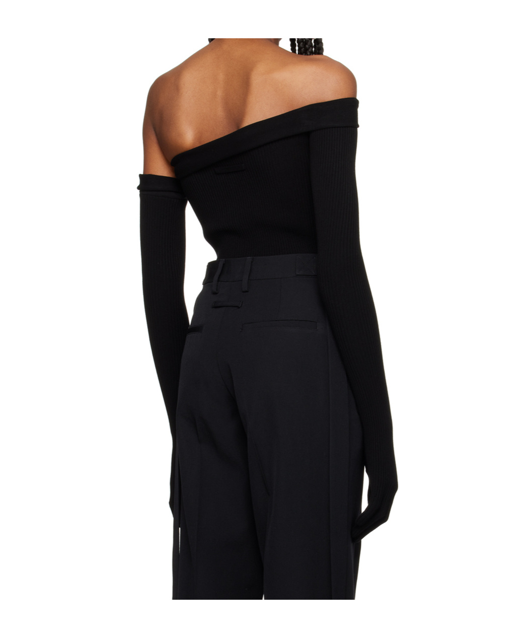 Jean Paul Gaultier Off-shoulder Bodysuit In Black