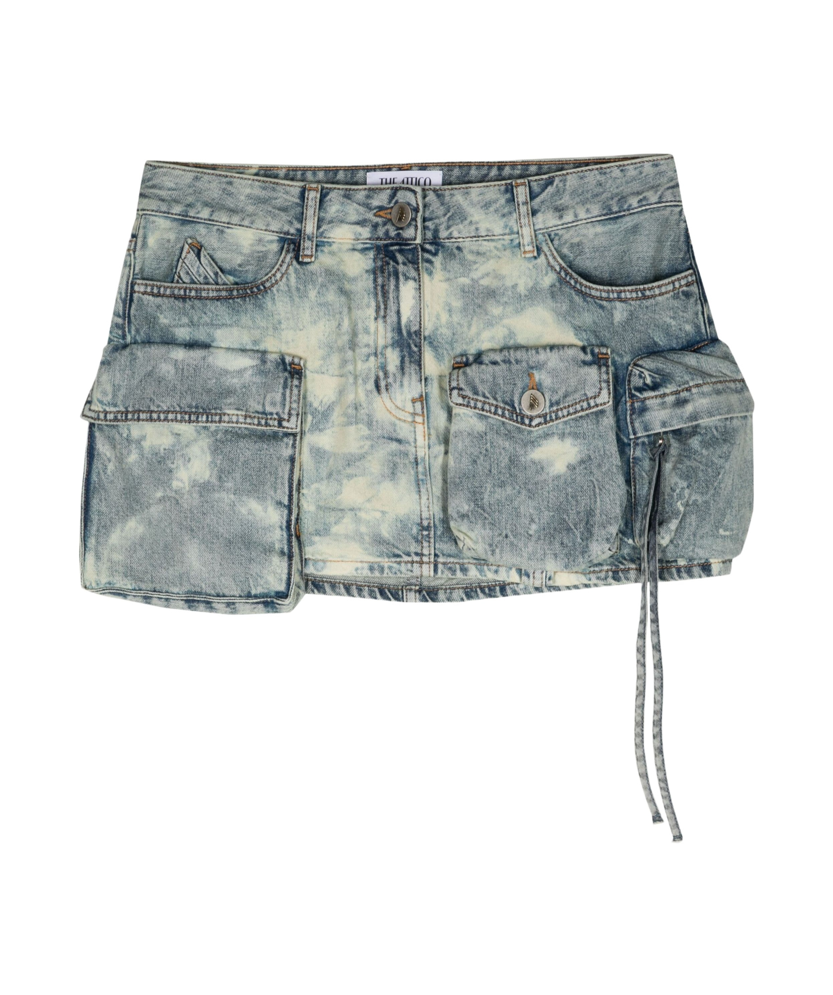 Attico Fay Bleach-wash Mini Skirt In Gray