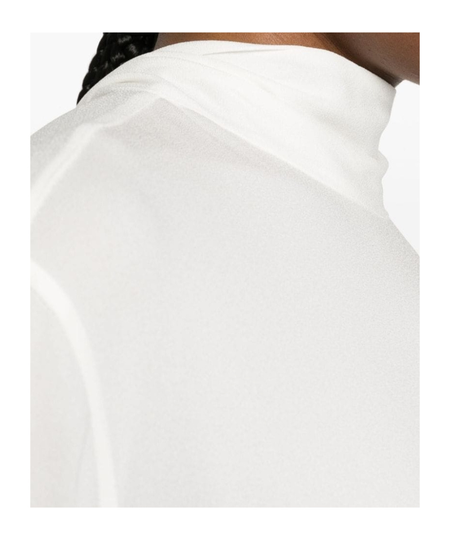 Fabiana Filippi Long Sleeve Top With High Neck And Bow Detail In White