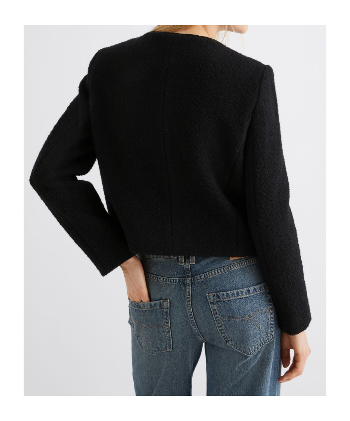 Marella Straight-fit Bouclé Jacket In Black