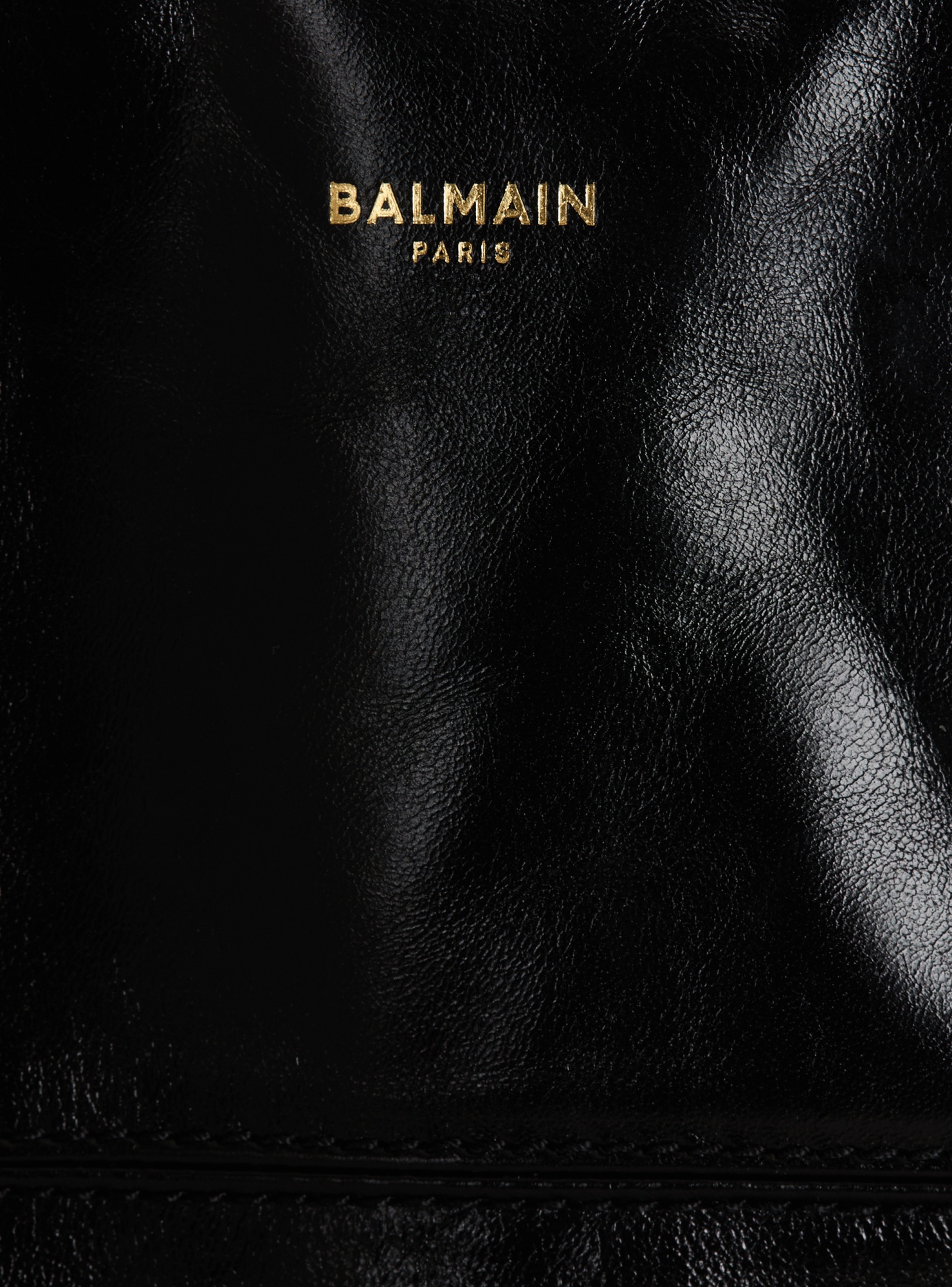 Balmain Track Shiny Leather Tote Bag