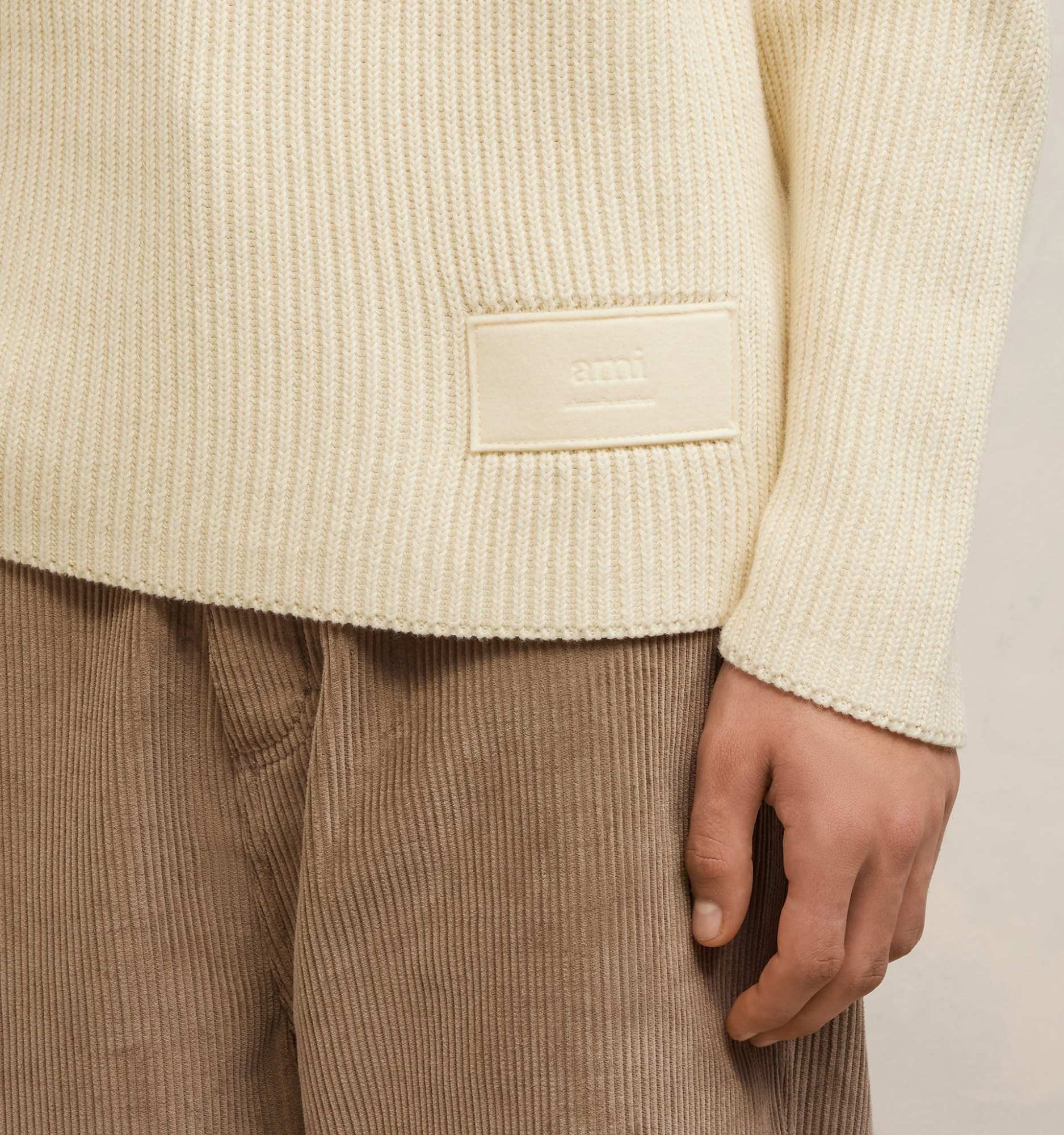 Ami Alexandre Mattiussi Ami Crewneck Knitted Jumper In Nude