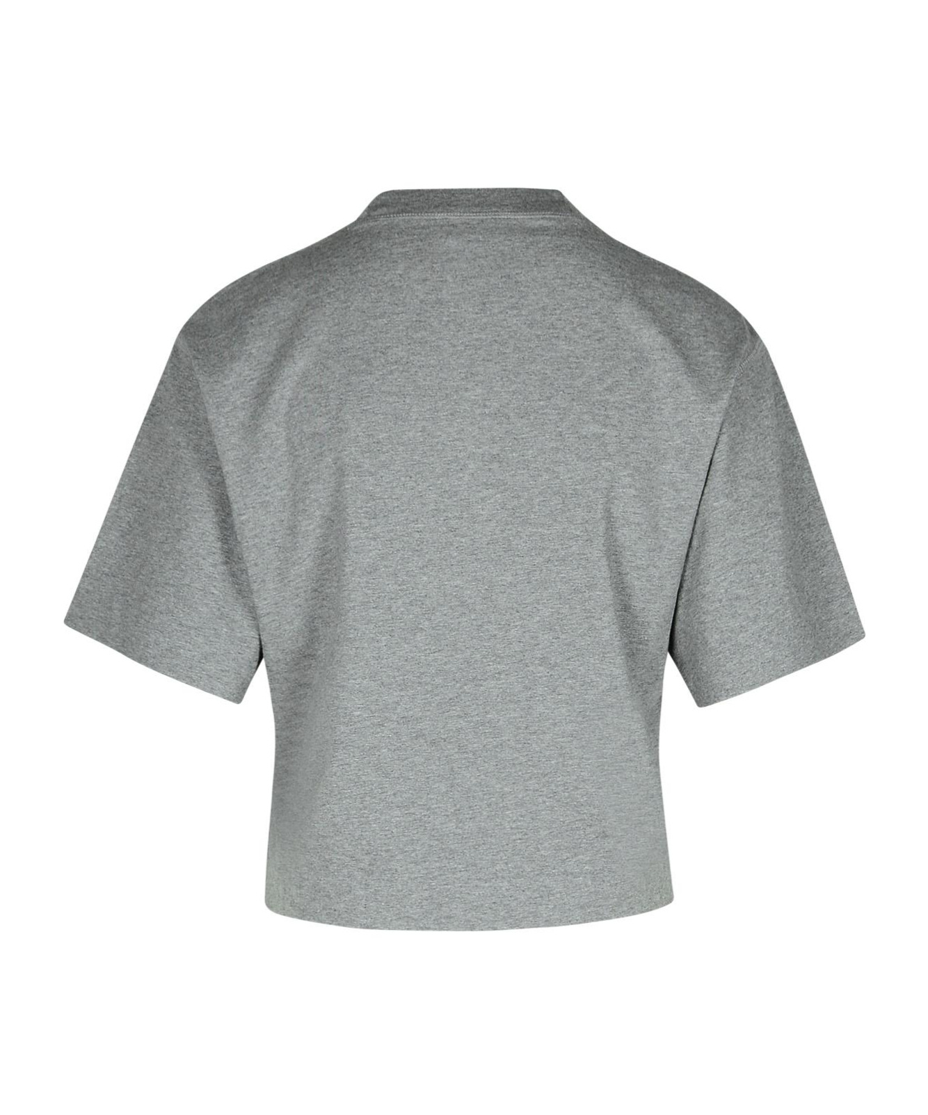 Off-white Logo-print Cropped T-shirt In Gray