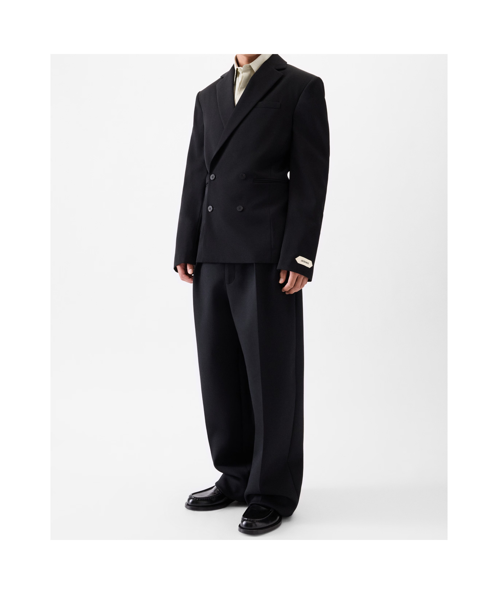 Jacquemus Fernando Double-breasted Padded-shoulder Blazer In Black