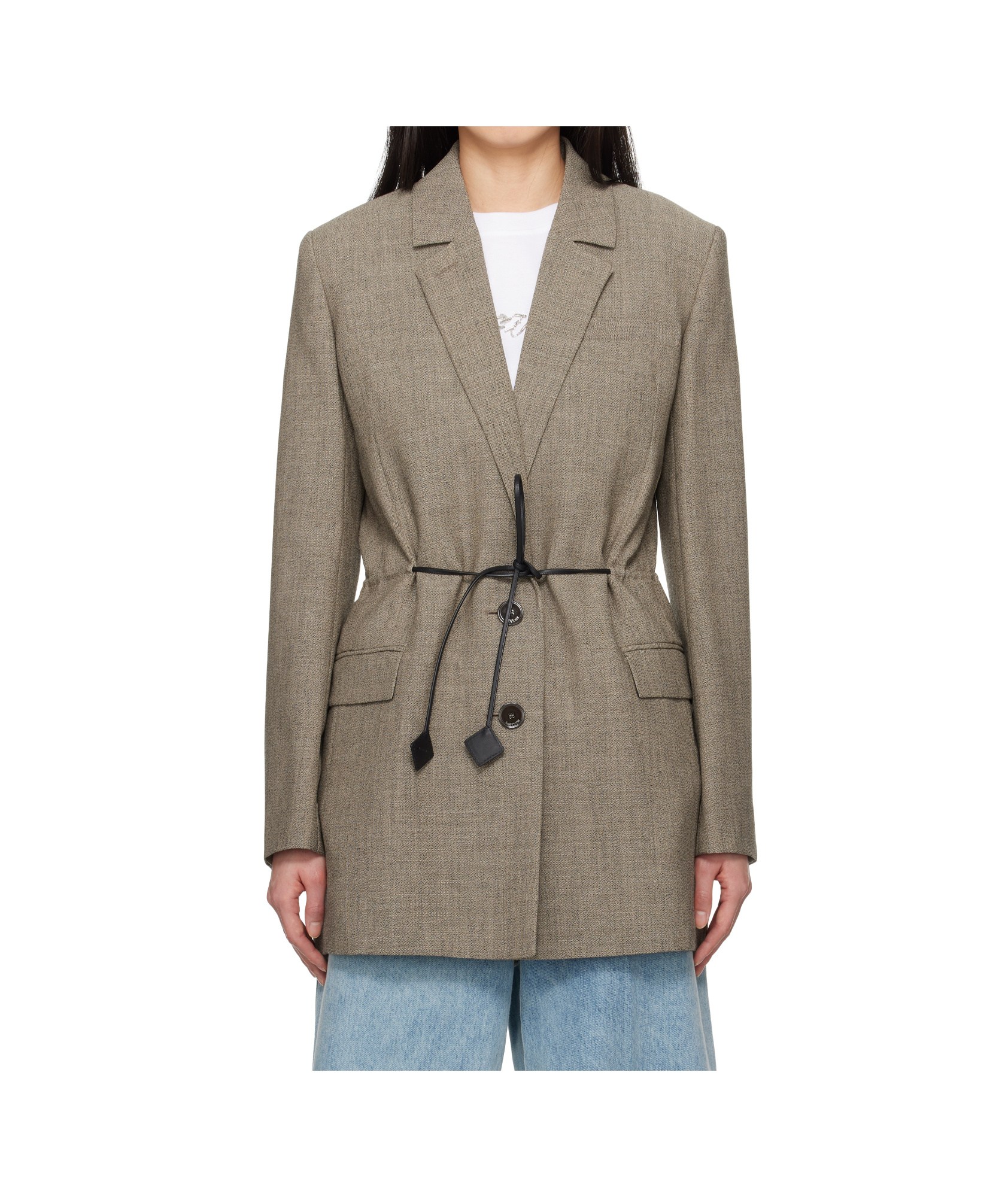 Lanvin Belted Wool Blazer In Green
