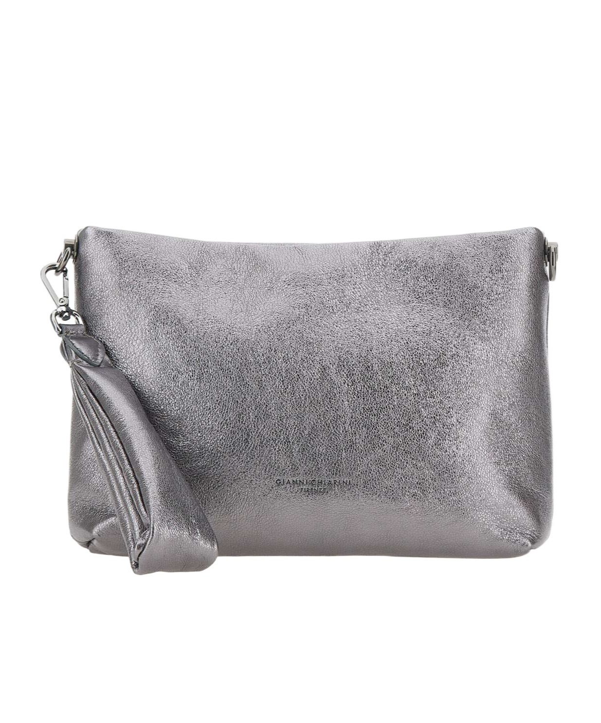 Gianni Chiarini Logo Embossed Zipped Clutch Bag In Gray