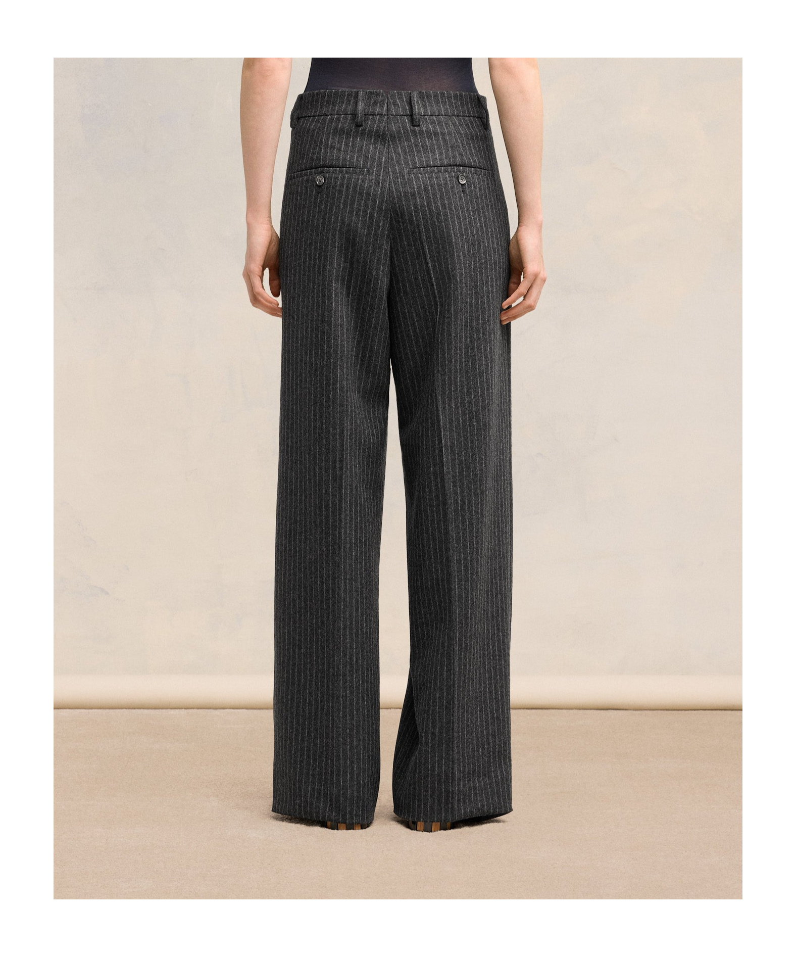 Shop Ami Alexandre Mattiussi Ami Paris Pinstriped Wide-leg Trousers In Black
