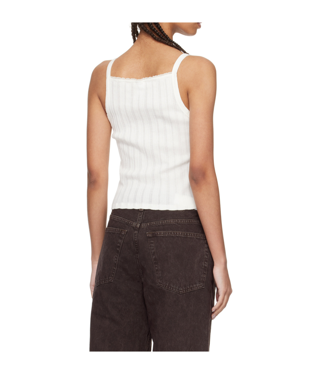 Re/done Off-white Square Neck Tank Top In White