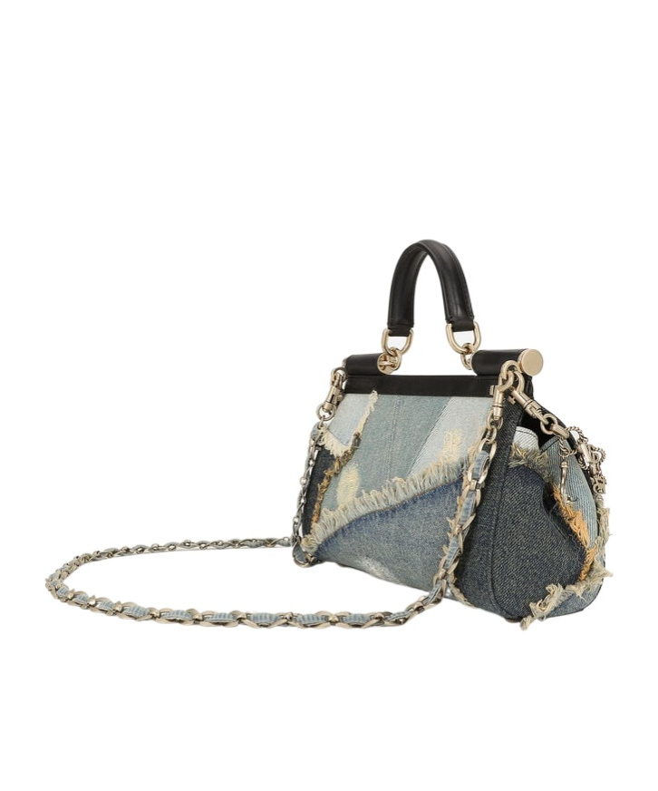 DOLCE & GABBANA SICILY DENIM PATCHWORK CROSS BODY BAG