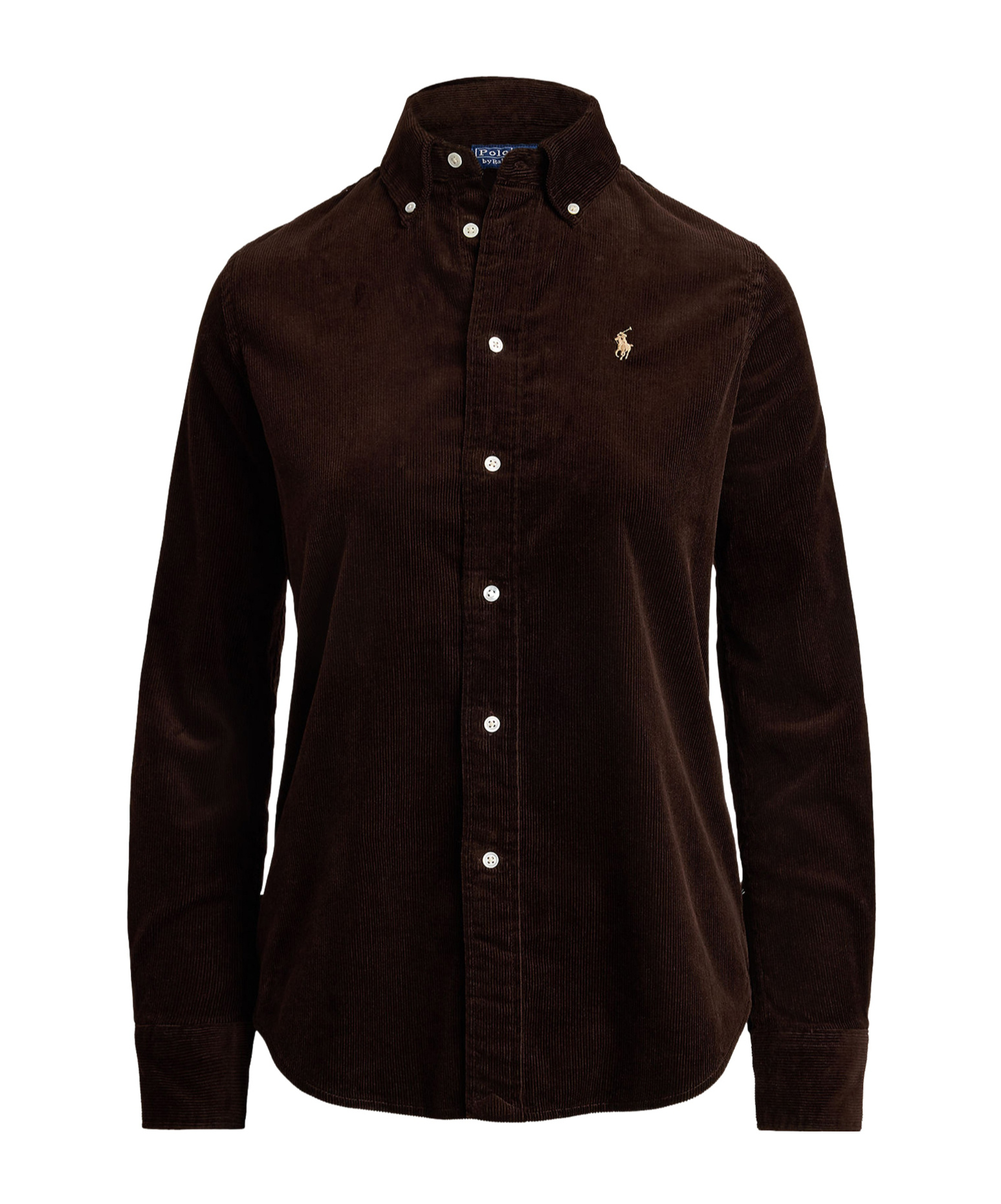 Polo Ralph Lauren Womens Dark Beech Polo-pony Embroidered Cotton-corduroy Shirt In Brown