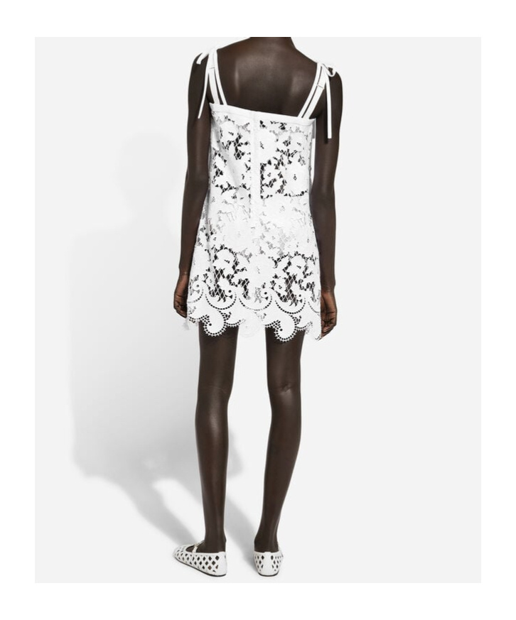 Dolce & Gabbana Minidress With Floral Openwork In White
