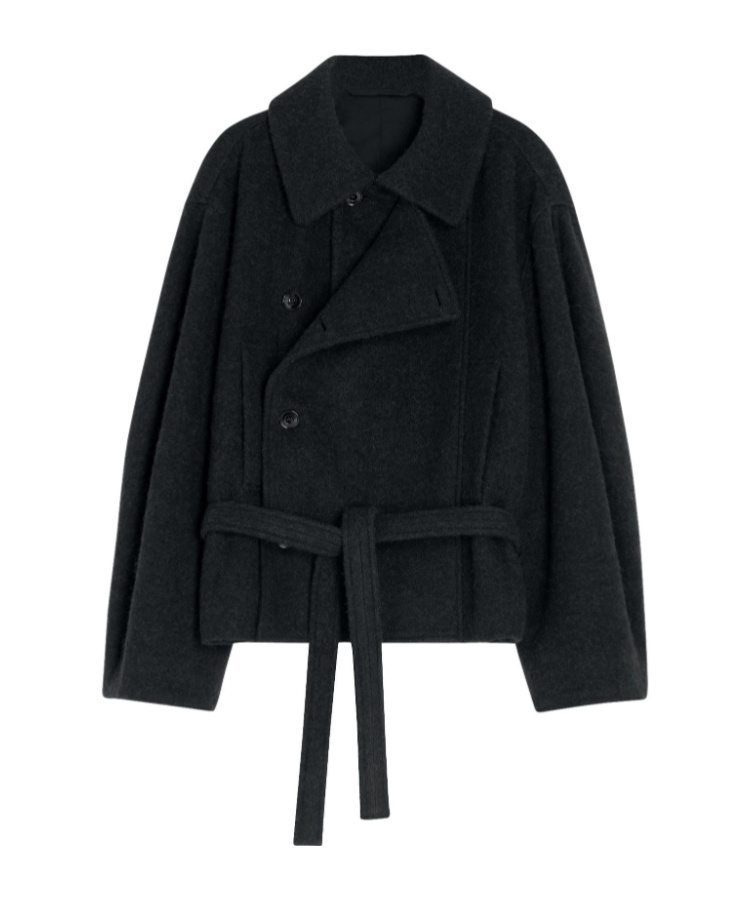 Lemaire Womens Black Belted Double-breasted Wool Coat In Black
