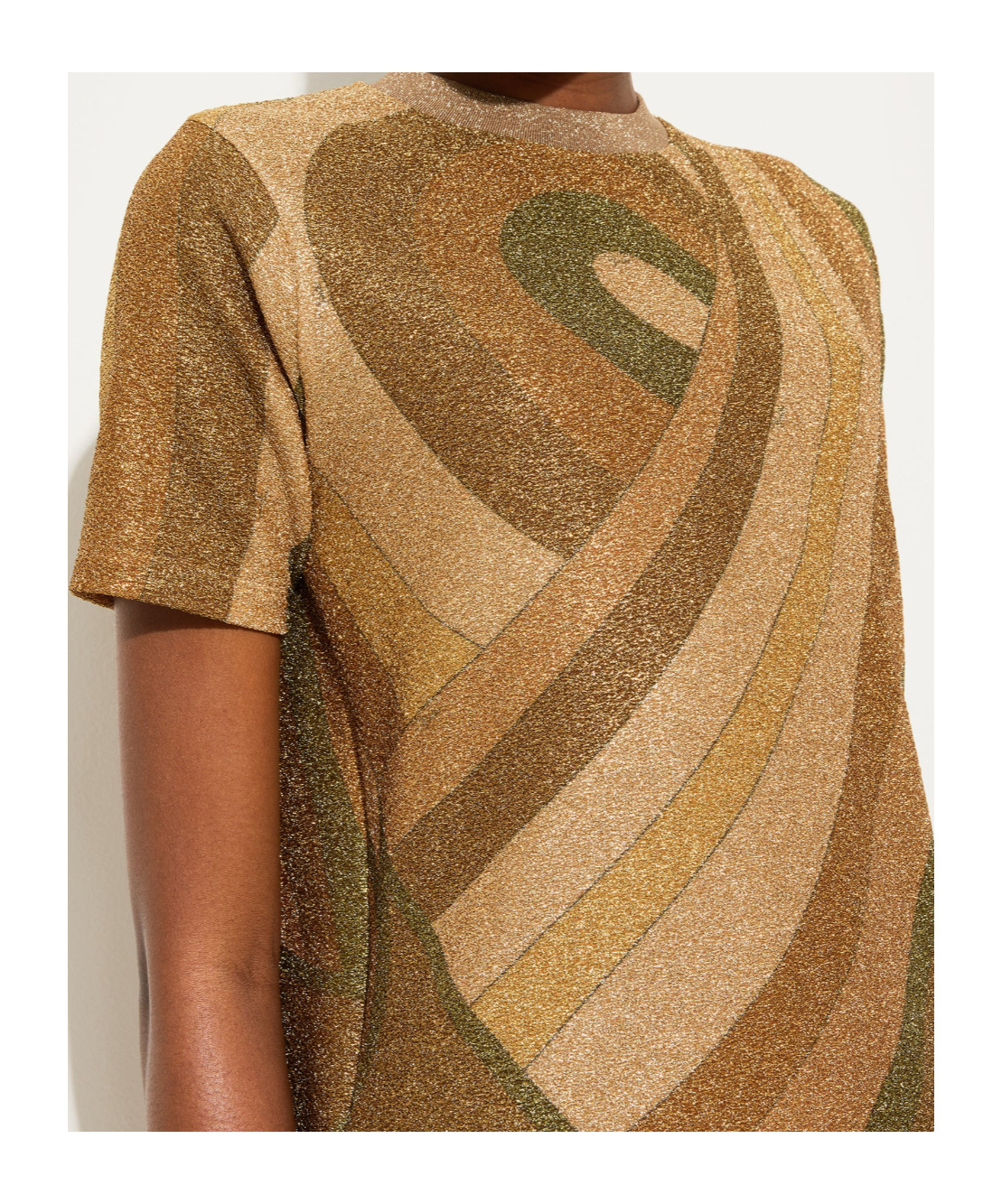 Pucci Marmo Print Jersey Lamé T-shirt In Brown