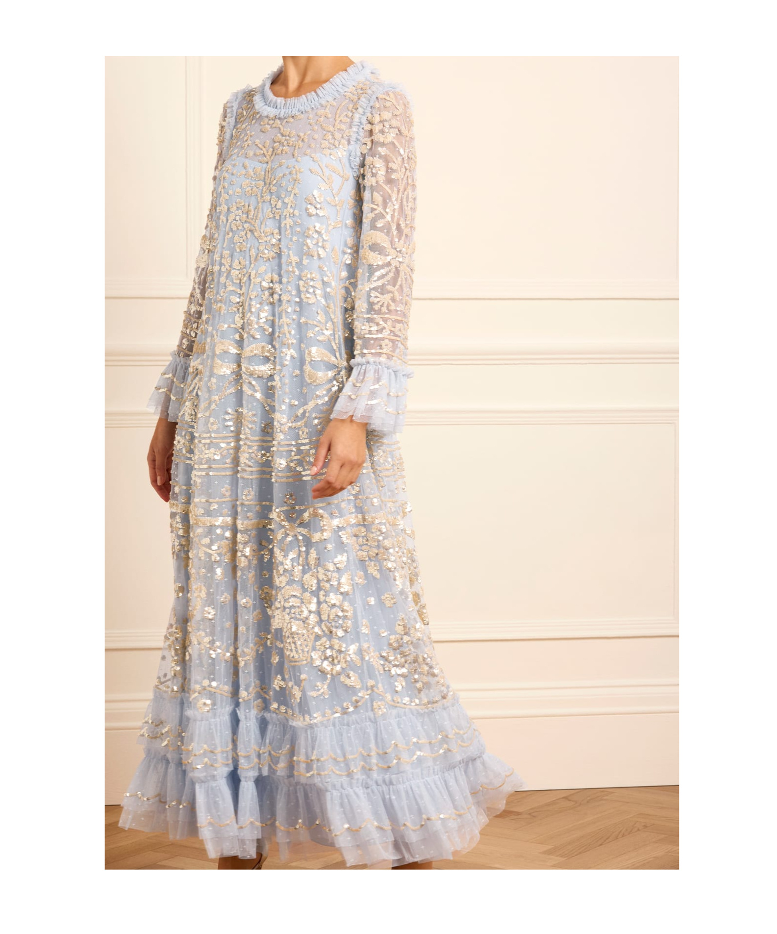 Needle & Thread Sequin Dress In White