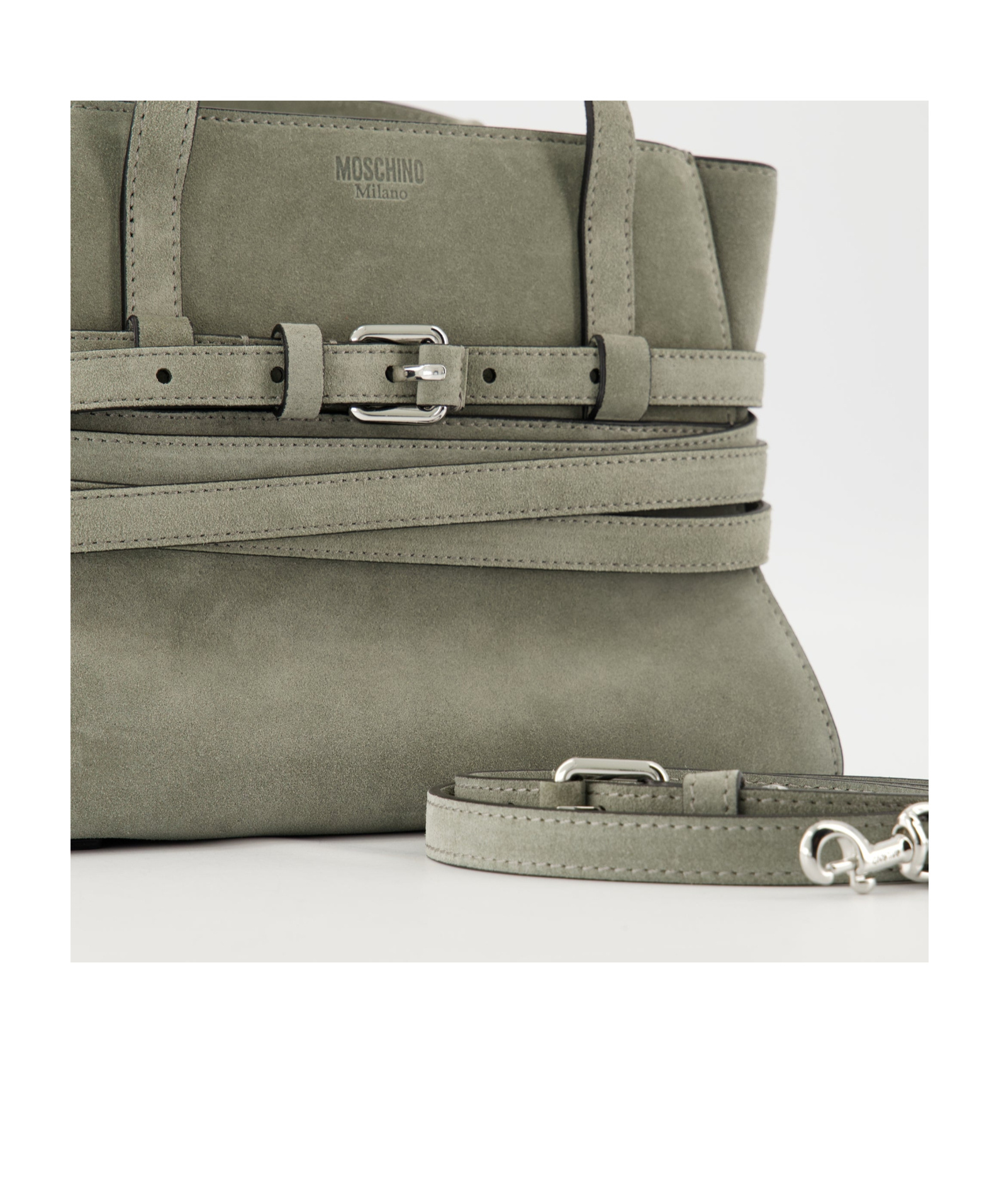 Moschino Tie Me Belt-detail Tote Bag In Green