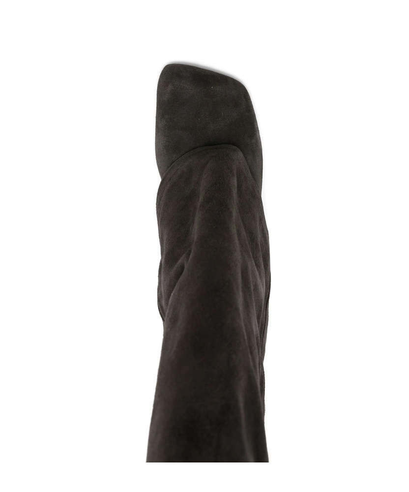 Ash Square-toe Side-zip Suede Boots In Black