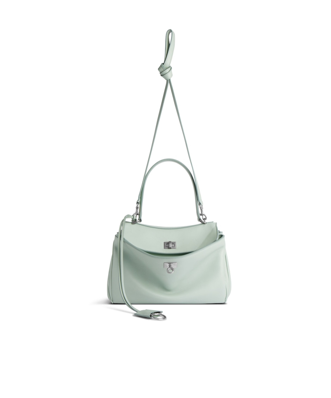 Balenciaga Rodeo Small Calfskin Top-handle Bag In Mineral Green