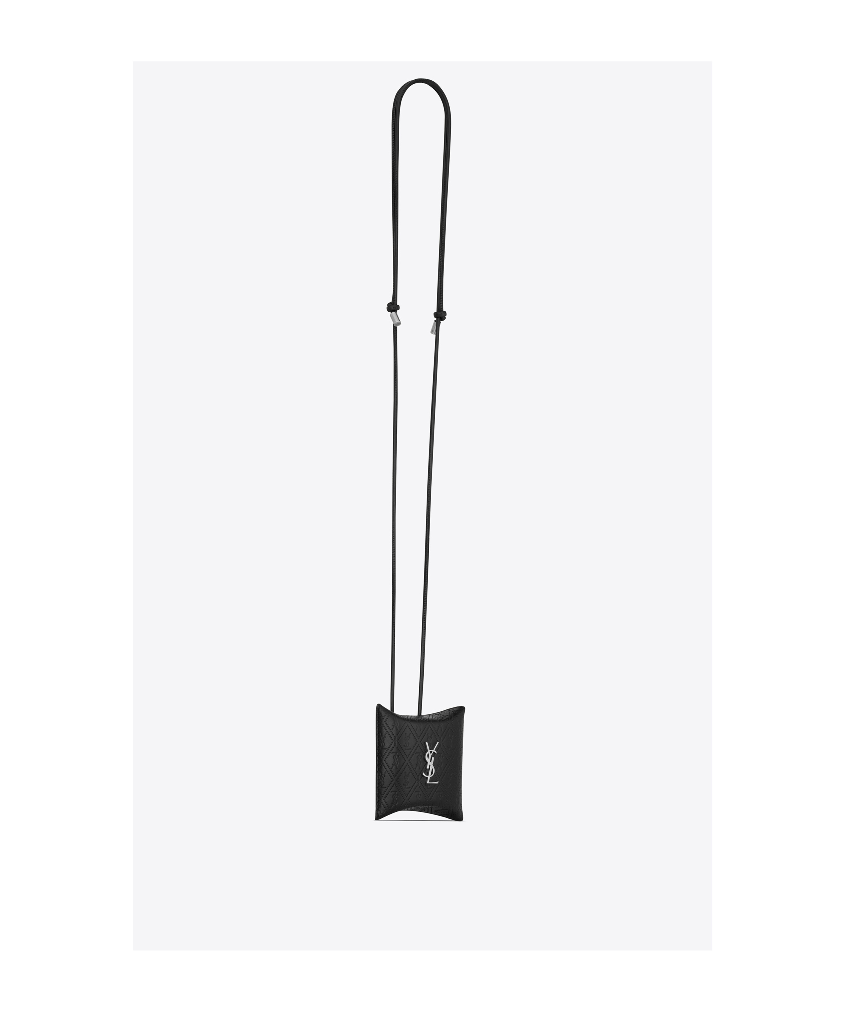 Saint Laurent Cassandre-plaque Leather Airpods Case In Black