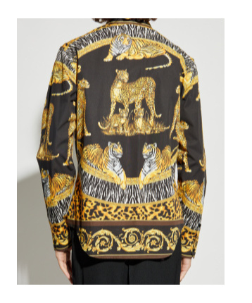Versace Animal Print Shirt With Gold Accents In Yellow