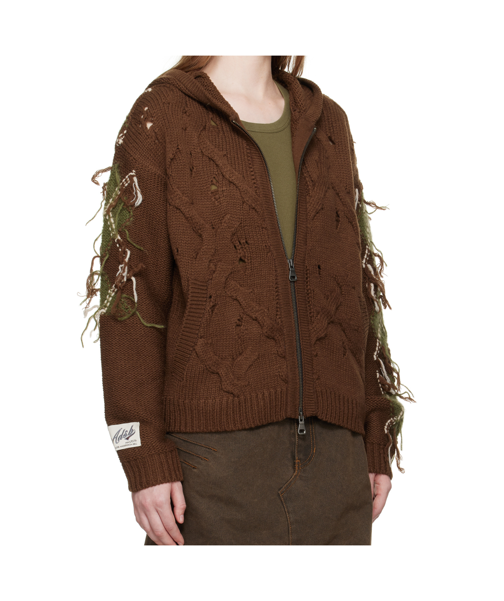 Andersson Bell Brown Argyle Fisherman Zip-up Hoodie In Brown