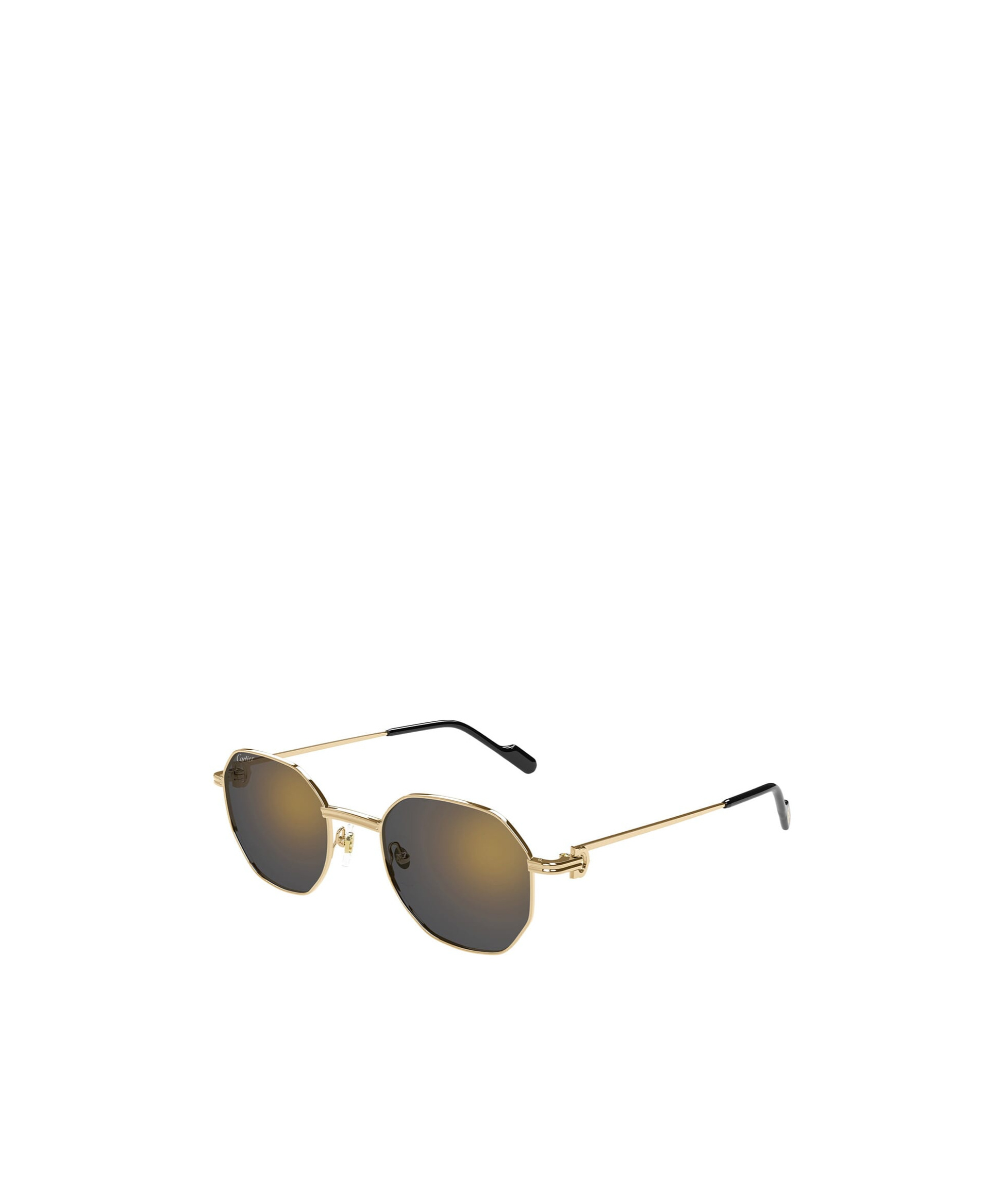 Cartier Mirrored Round Metal Sunglasses In Black