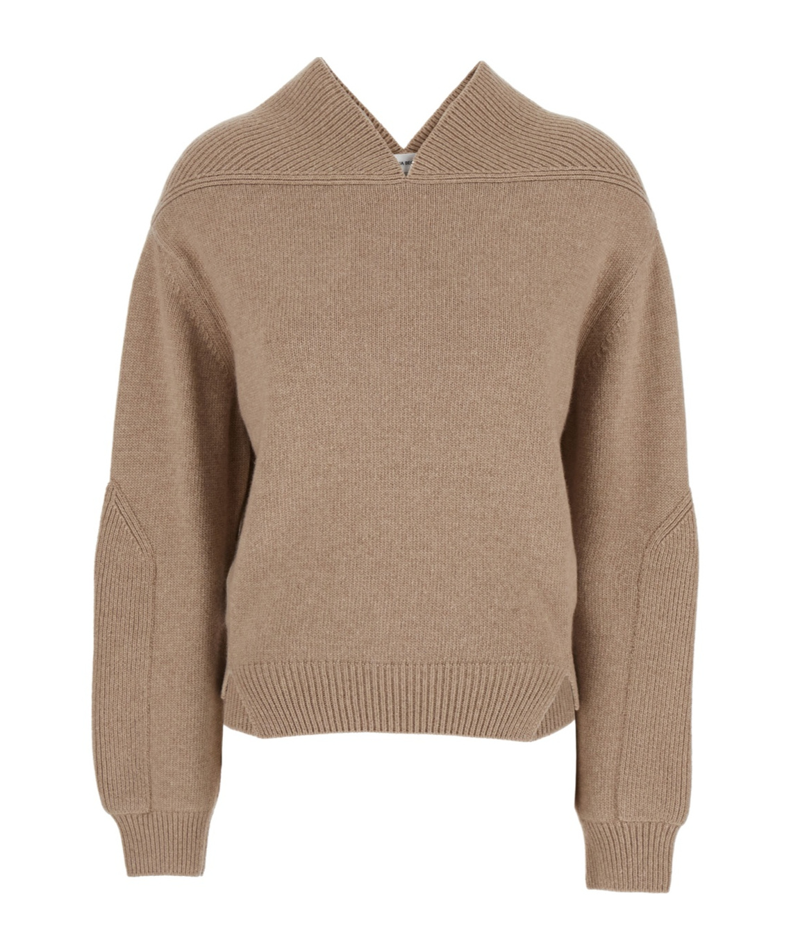 Victoria Beckham Beige Knit Sweater With V Neck On Front And Rear In Cashmere And Wool Woman