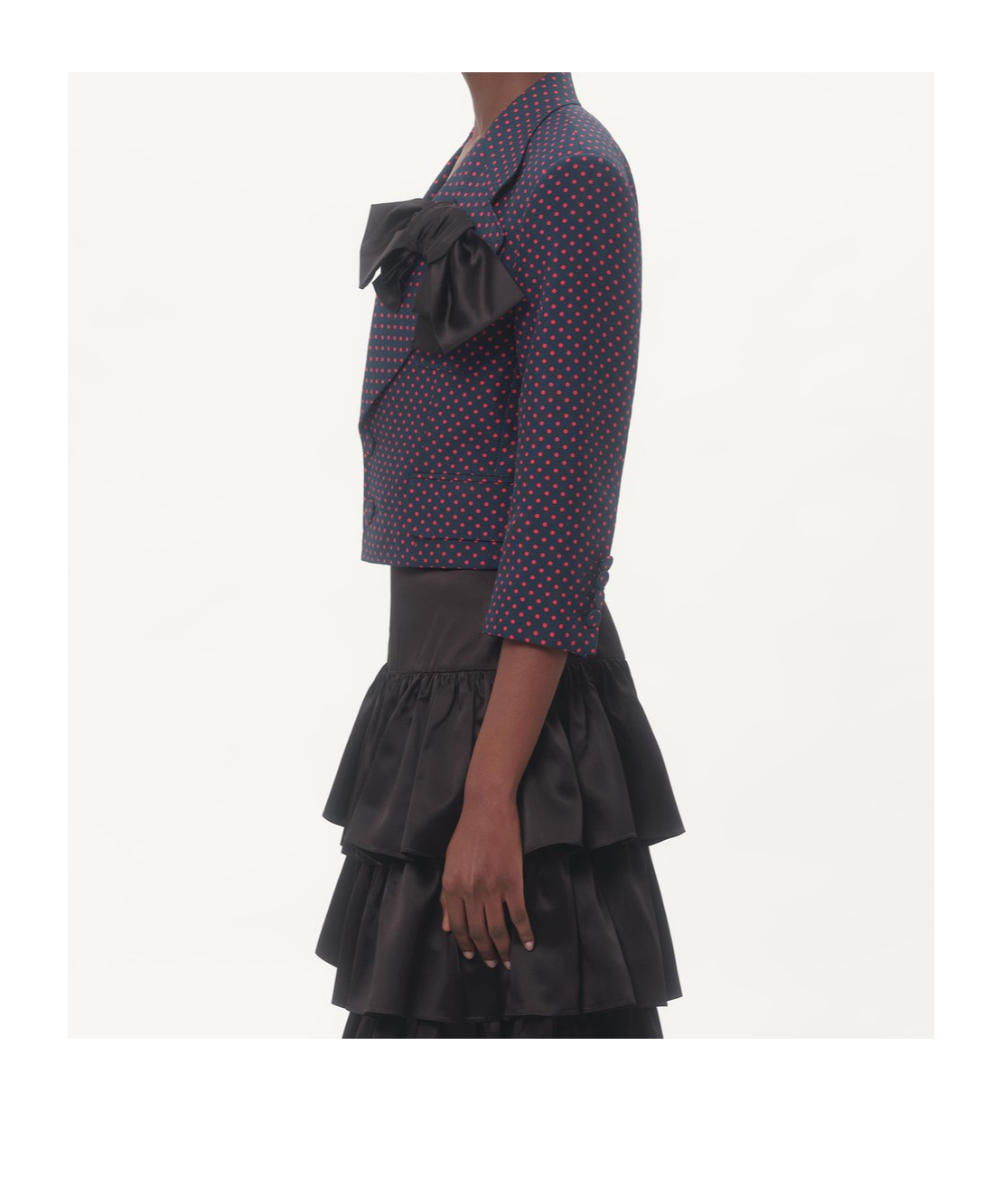 Valentino Silk Bow-detail Polka-dot Blazer In Navy Blue/red