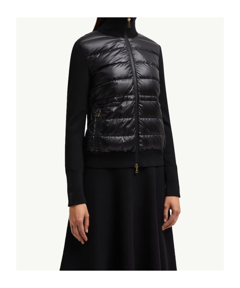 Moncler Padded Wool Zip-up Cardigan In Blue