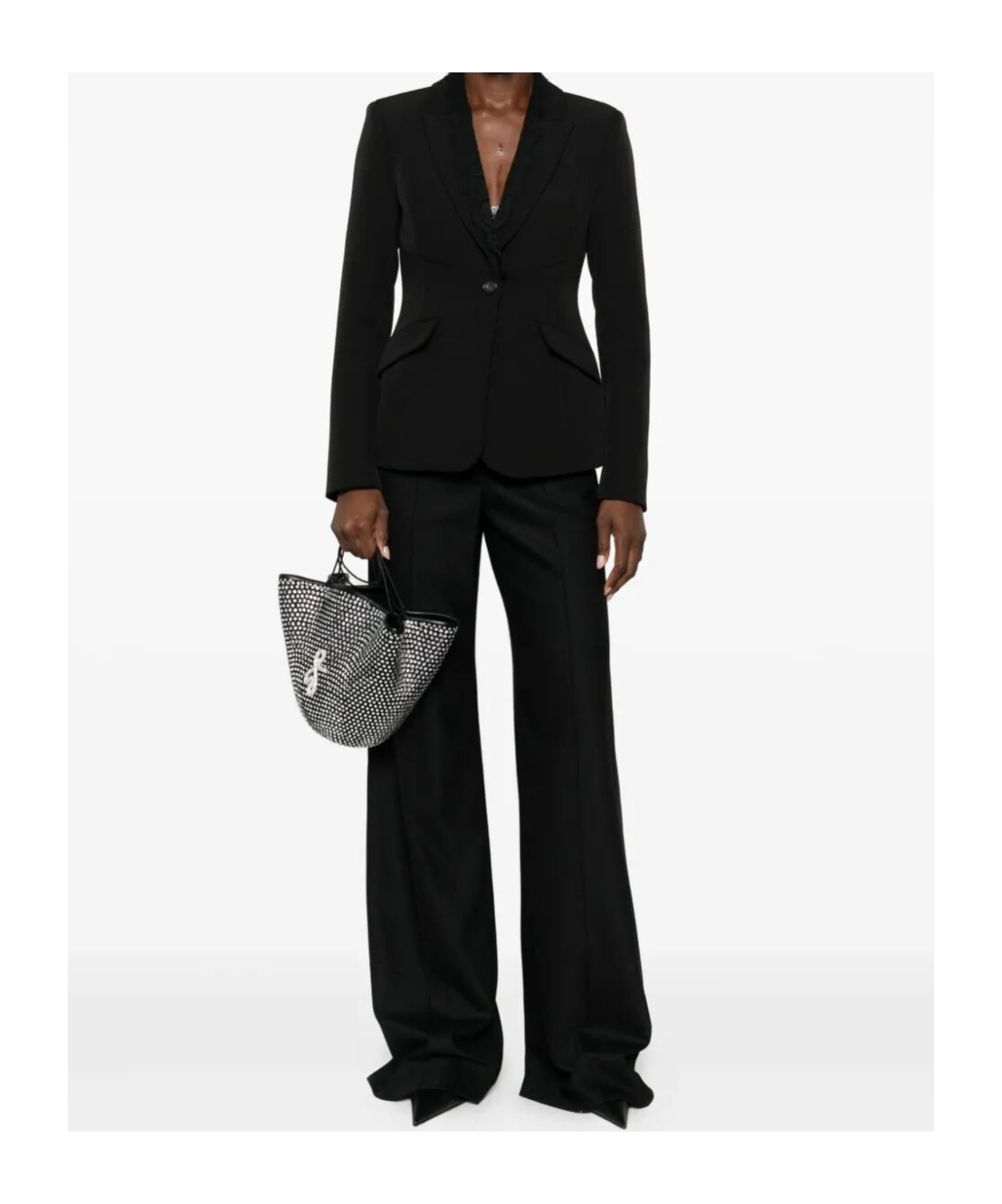 Ermanno Firenze Lace-detail Single-breasted Jacket In Black