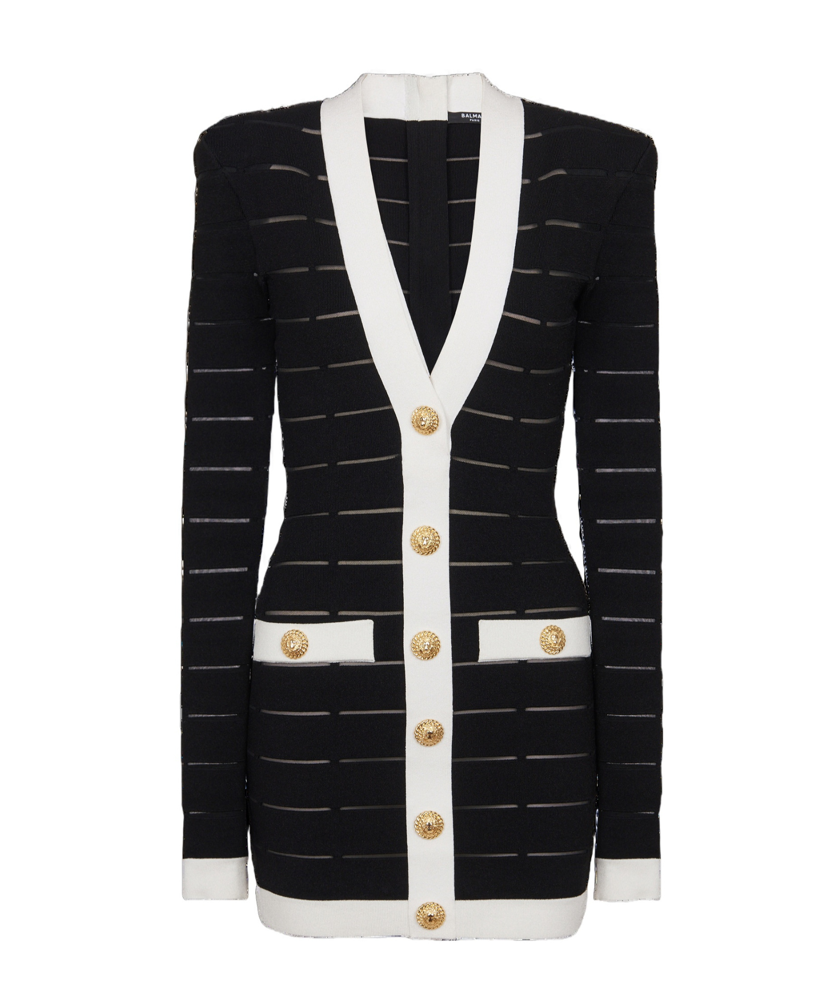 Balmain Button-embellishment Knitted Mini Dress In Black