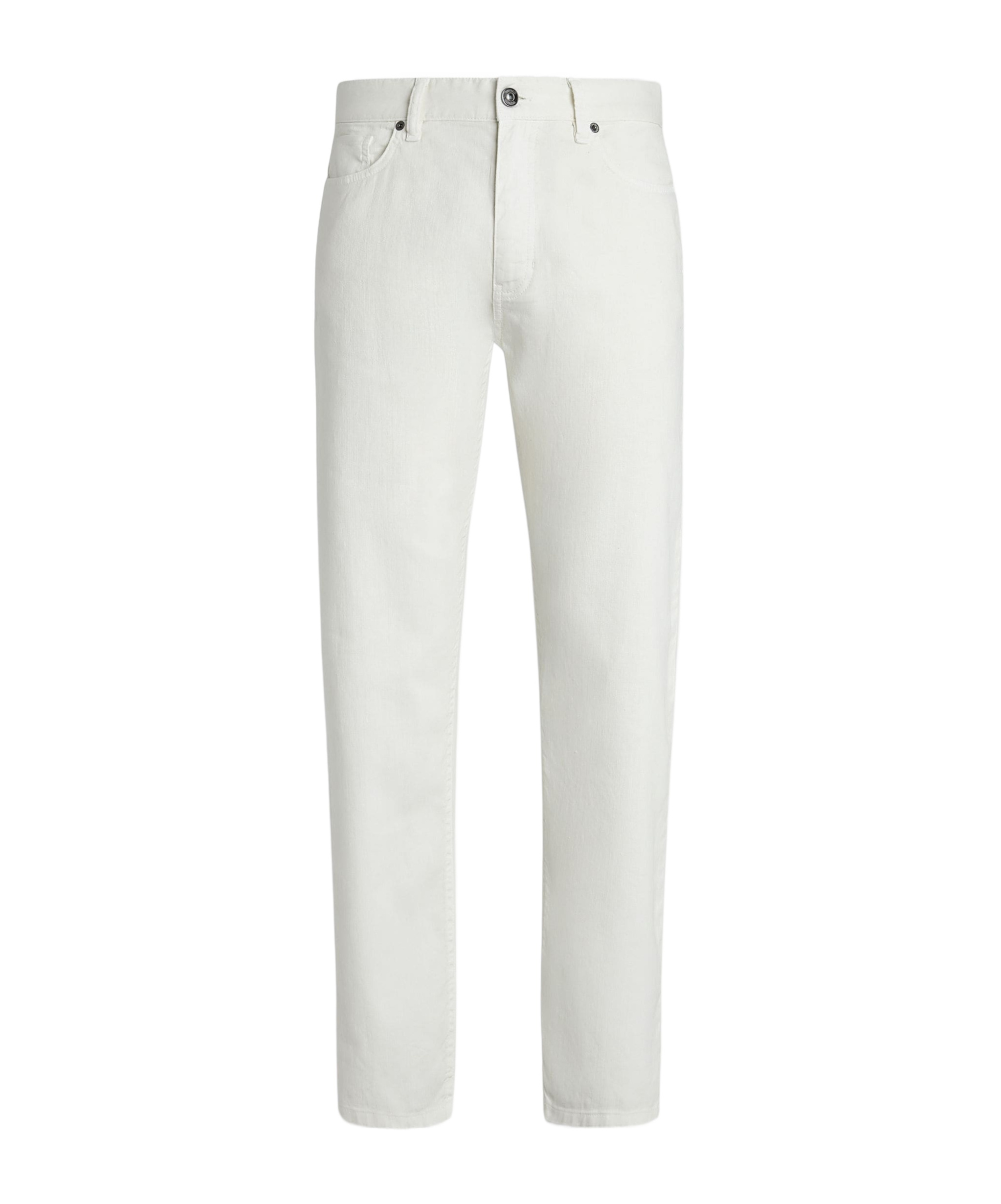 ZEGNA WHITE STRETCH LINEN AND COTTON ROCCIA JEANS