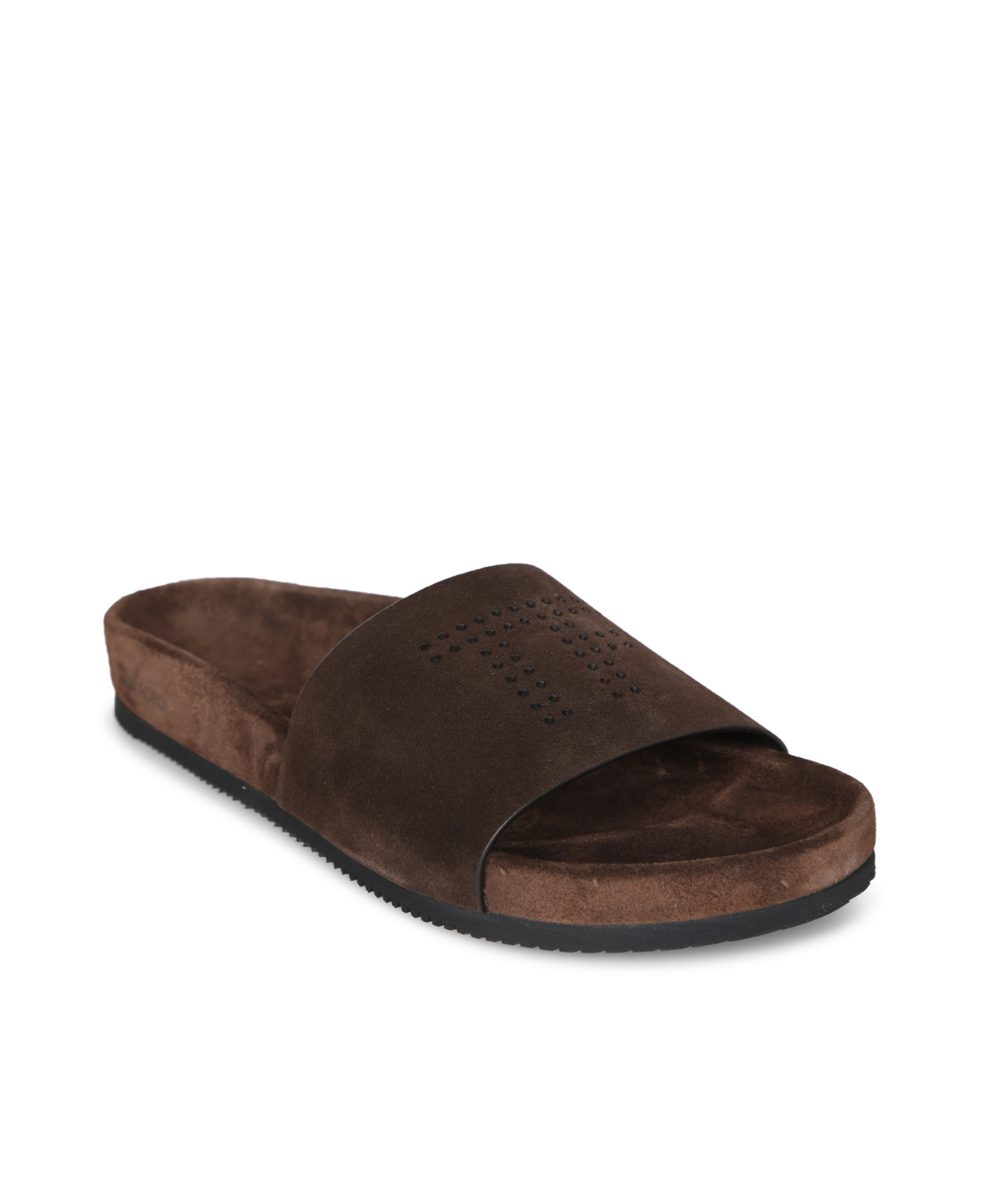 Tom Ford Brown Slides With Suede Texture And Sturdy Sole In Brown