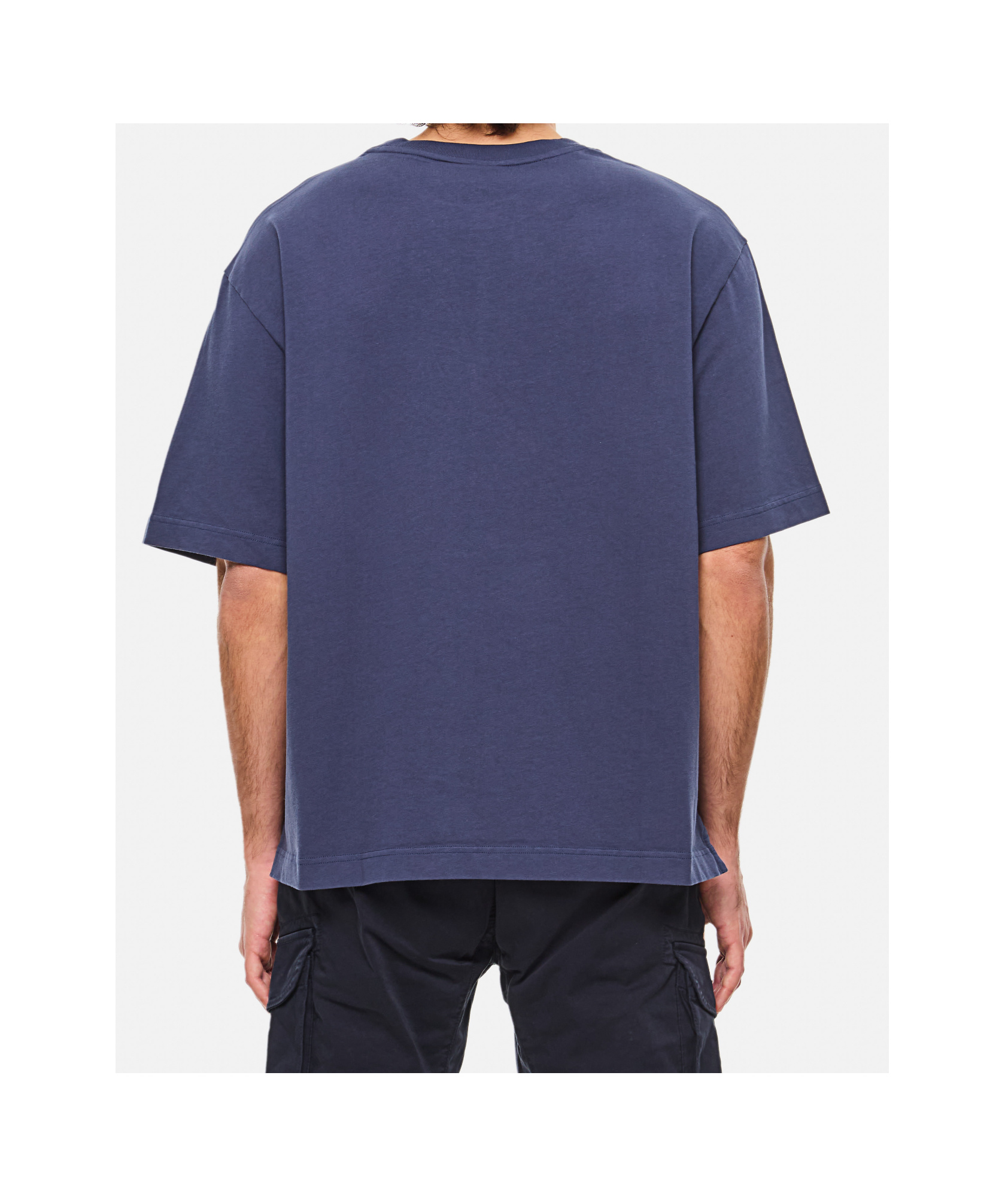 Maison Kitsuné Maison Kitsune Handwriting Embroidery Oversize Tee In Blue