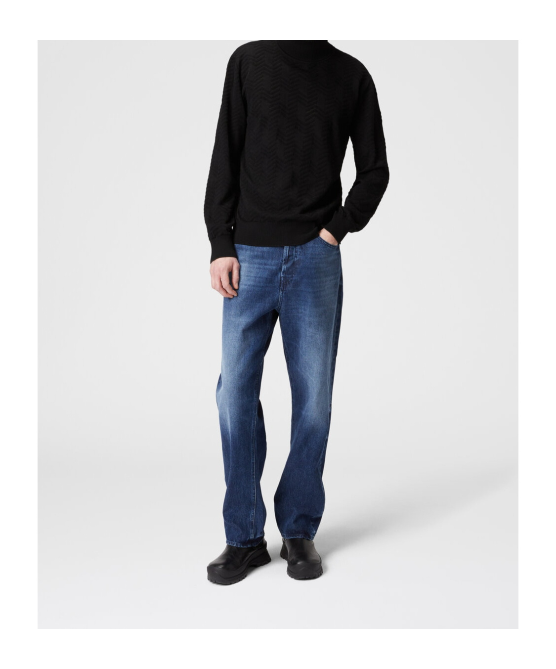 Missoni Rollkragenpullover Aus Wolle Mit Ton-in-ton-chevron In Black
