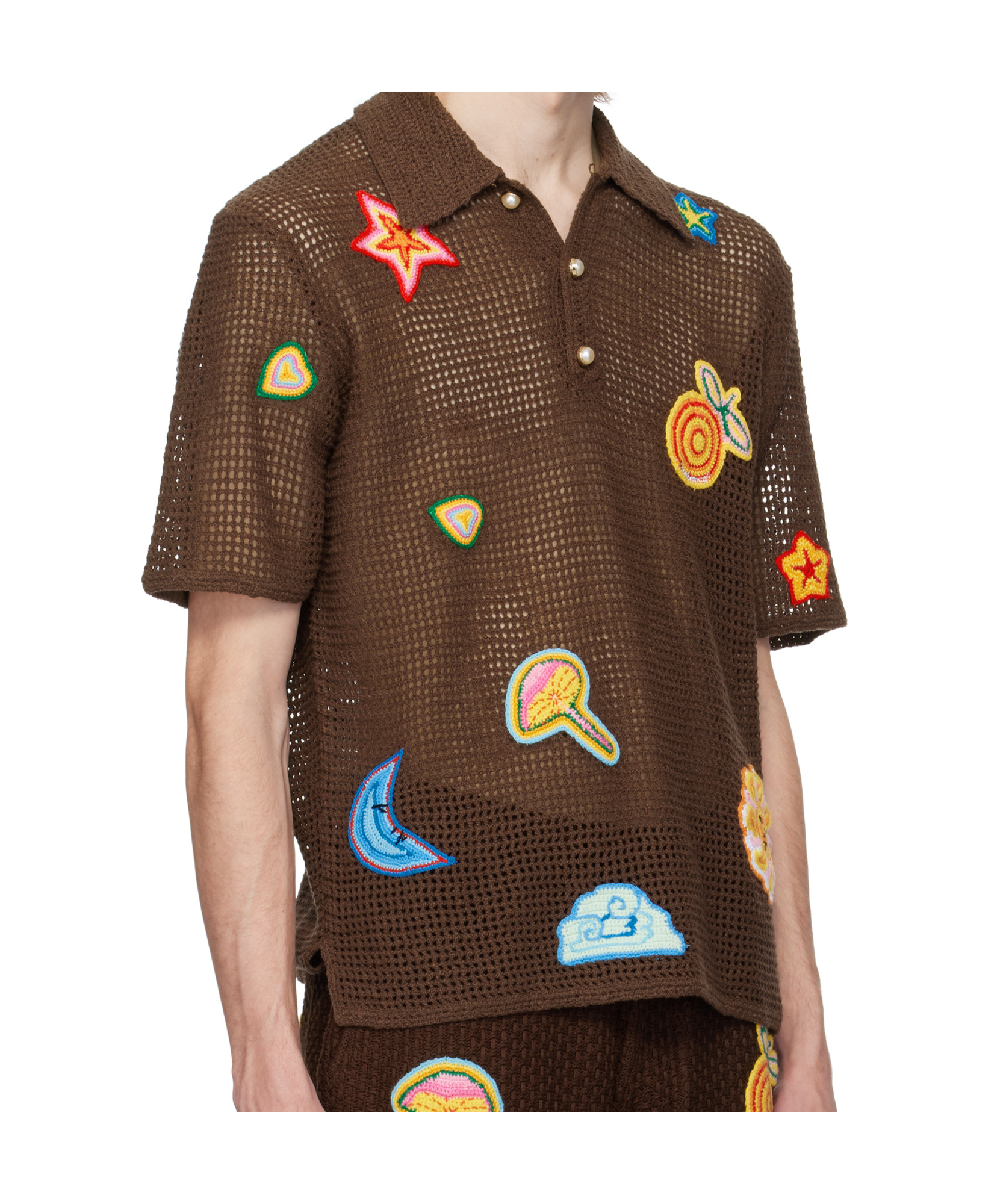 CASABLANCA CASABLANCA MOTIF CROCHET POLO SHIRT