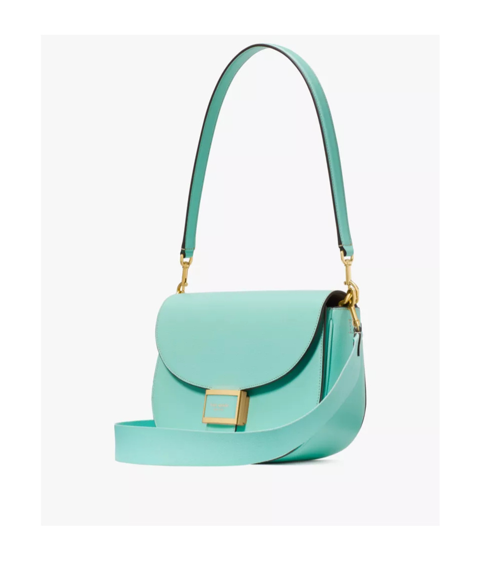 Shop Kate Spade Katy Logo-plaque Leather Shoulder Bag In Green
