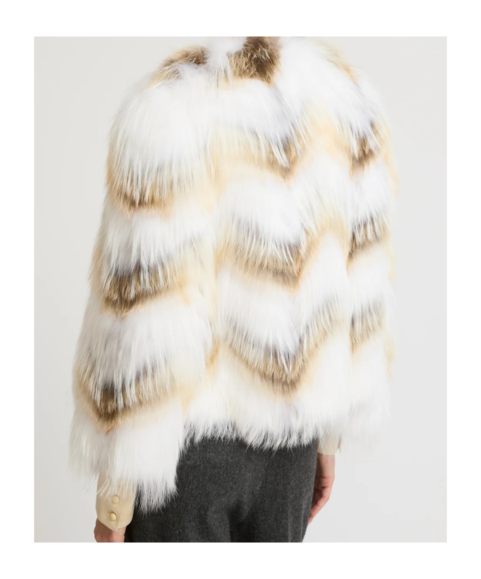 Yves Salomon Belted Cardigan In Merino Knit And Fox Fur In White