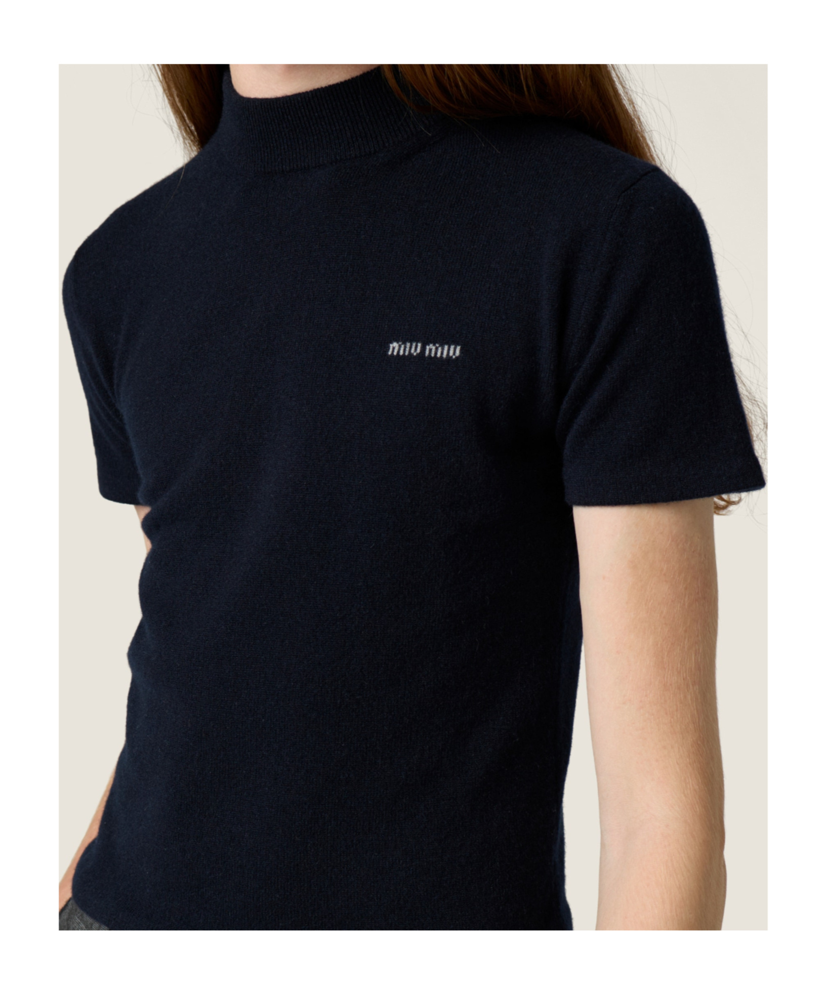 Miu Miu Ribbed Turtleneck Sweater In Black