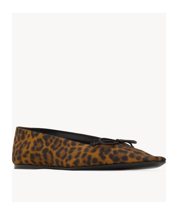 Saint Laurent Poppy Square Toe Ballet Shoes In Black
