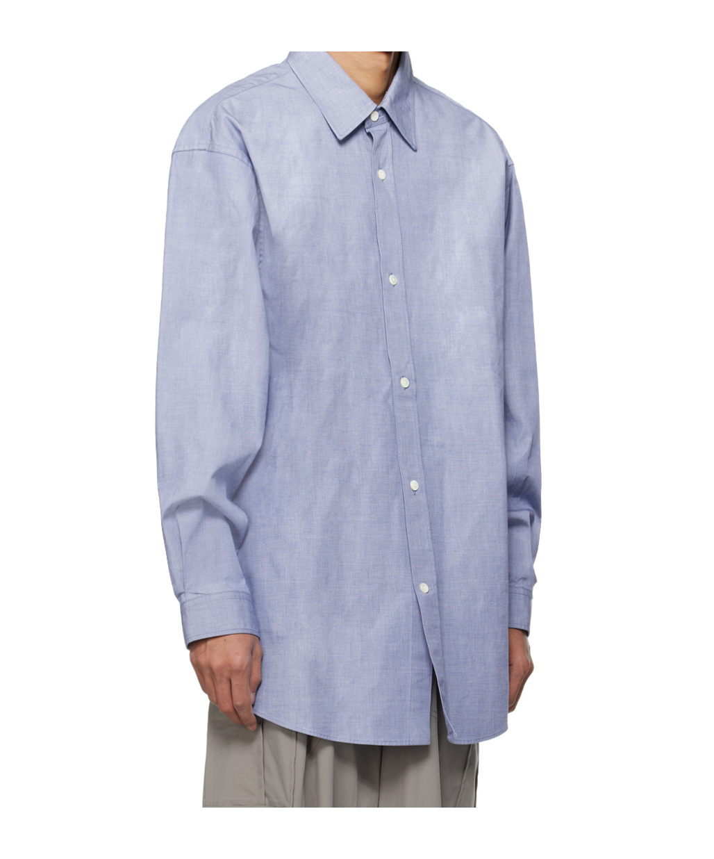Hed Mayner Blue Twin Pleats Shirt In Gray